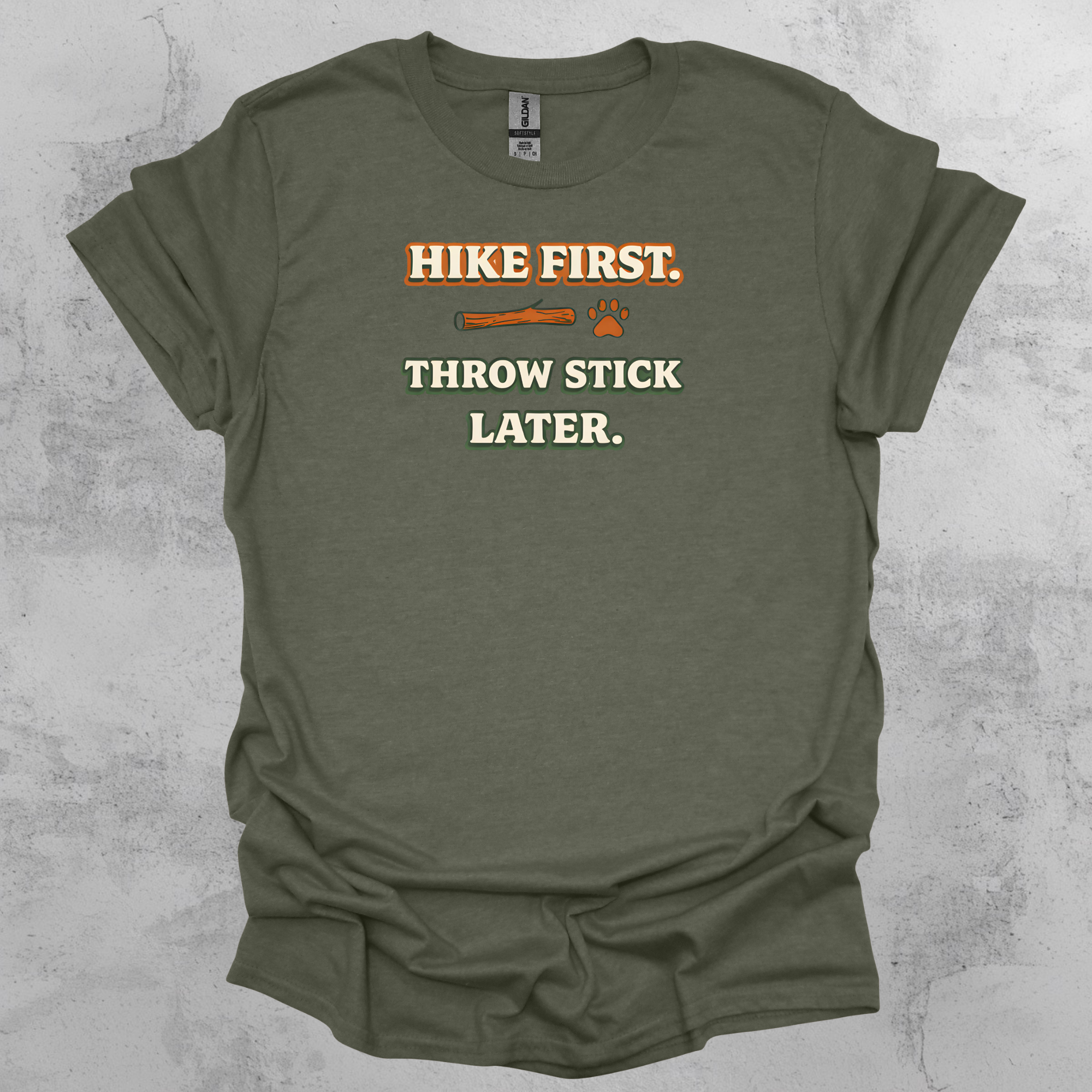 Hike First Throw Stick Later Graphic T-Shirt