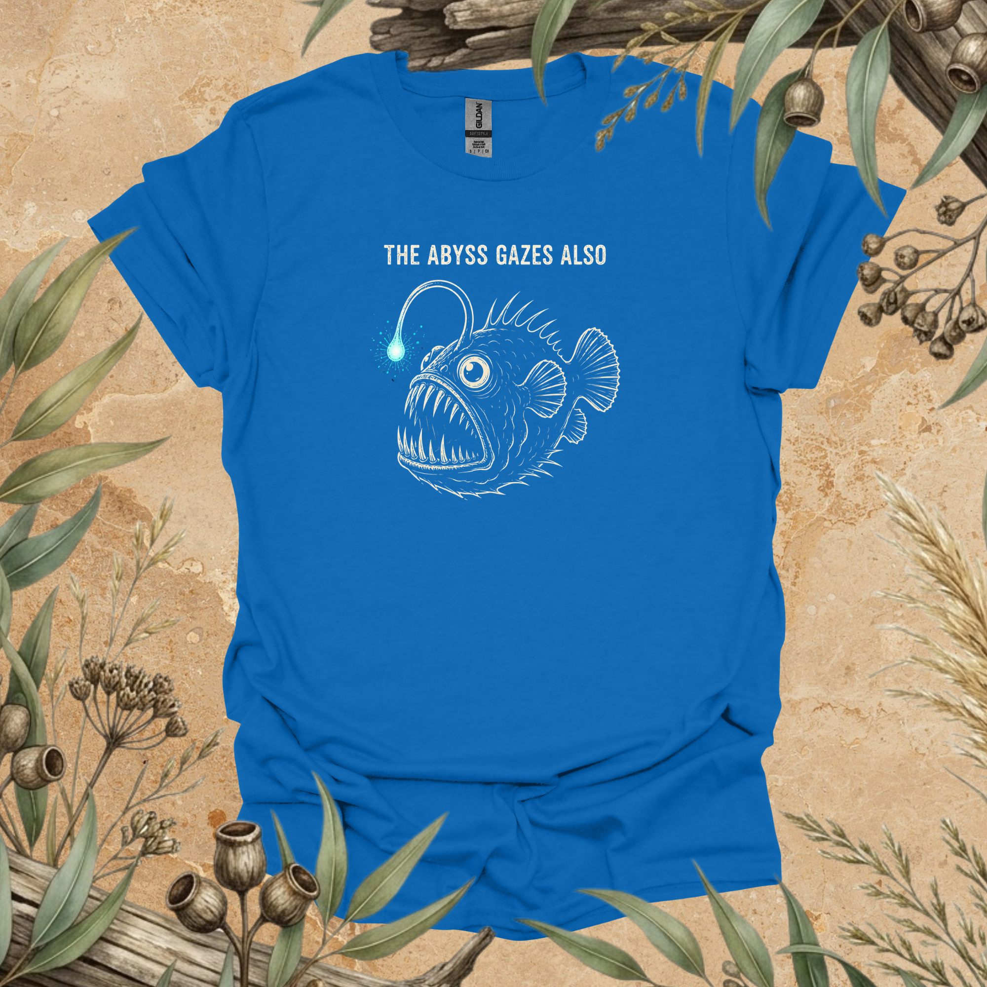 The Abyss Gazes Also | Anglerfish Unisex T-Shirt | Deep Sea Wildlife Art