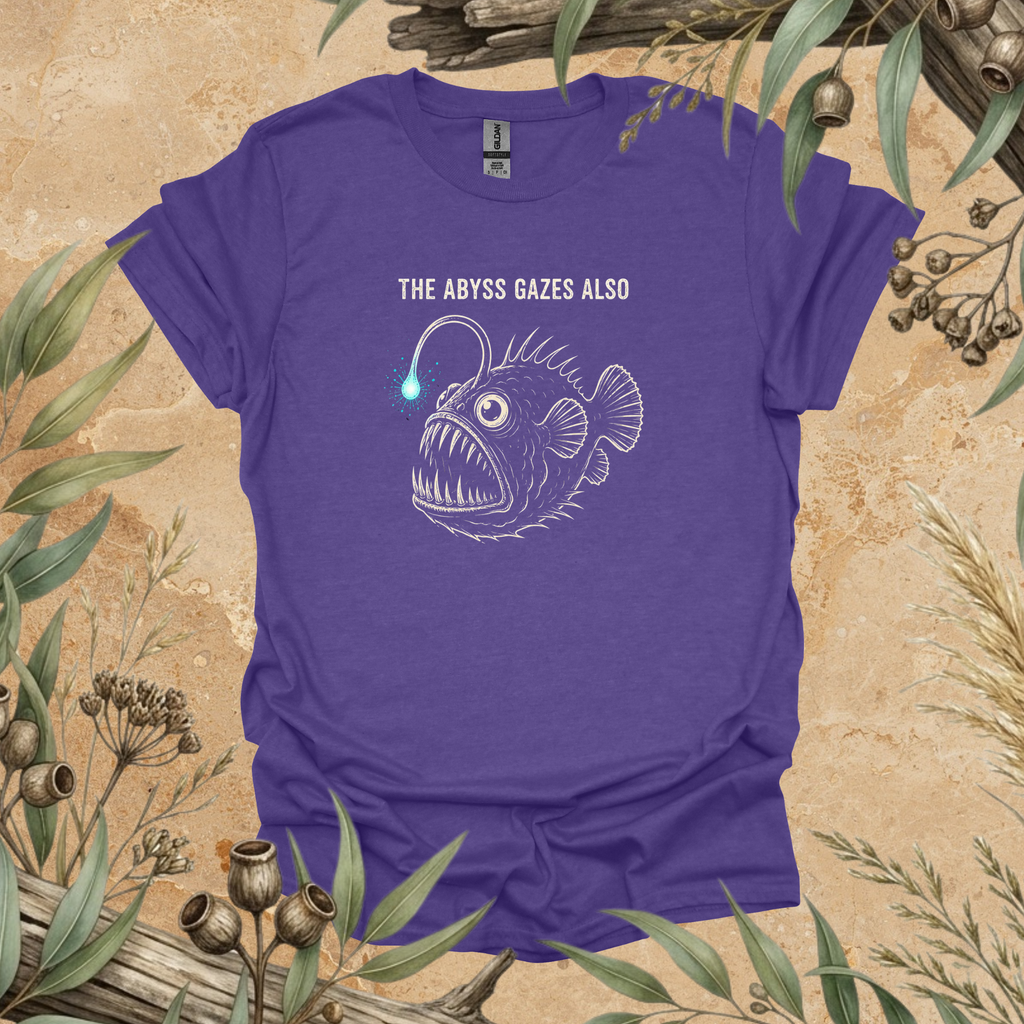 The Abyss Gazes Also | Anglerfish Unisex T-Shirt | Deep Sea Wildlife Art