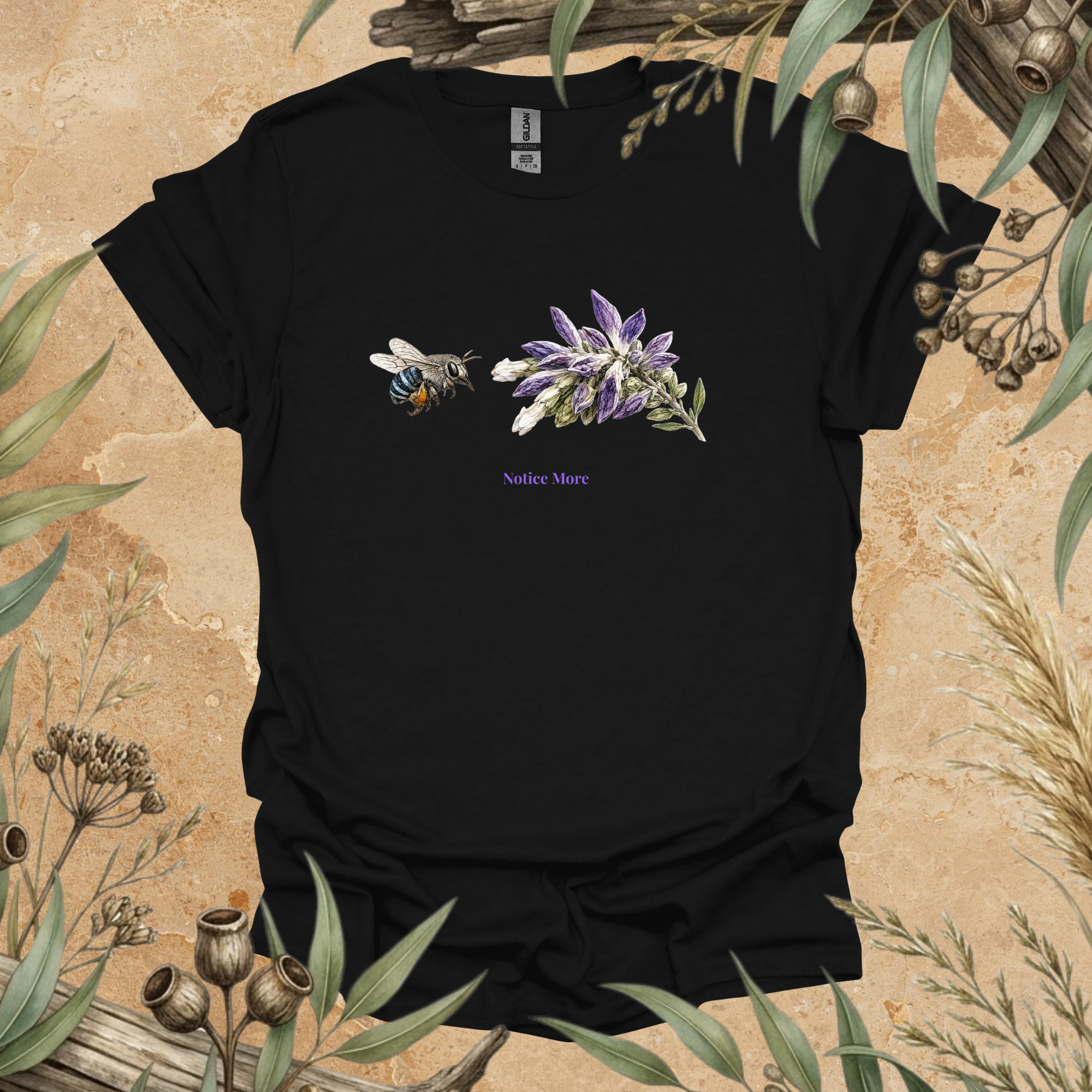 Notice More | Blue-banded Bee Unisex T-Shirt | Australian Native Bee Wildlife Art