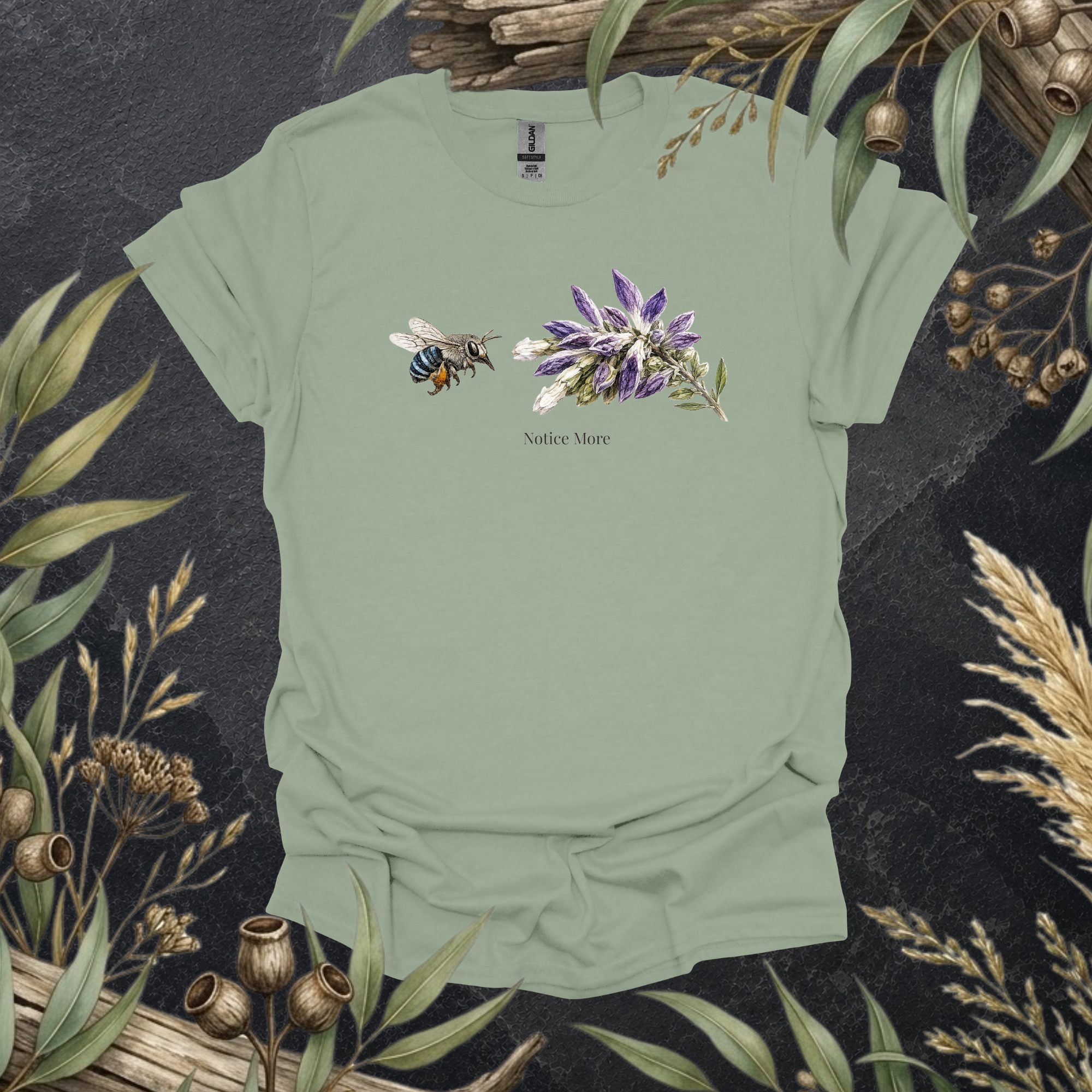 Notice More | Blue-banded Bee Unisex T-Shirt | Australian Native Bee Wildlife Art