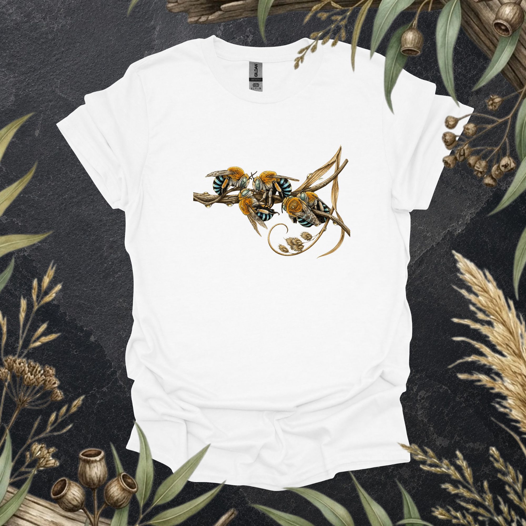 Sleeping Blue-banded Bees | Australian Native Bee Unisex T-Shirt | Original Wildlife Art
