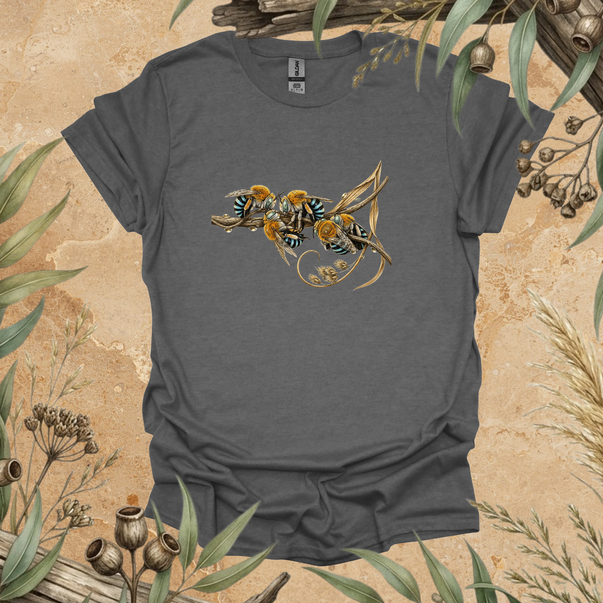 Sleeping Blue-banded Bees | Australian Native Bee Unisex T-Shirt | Original Wildlife Art
