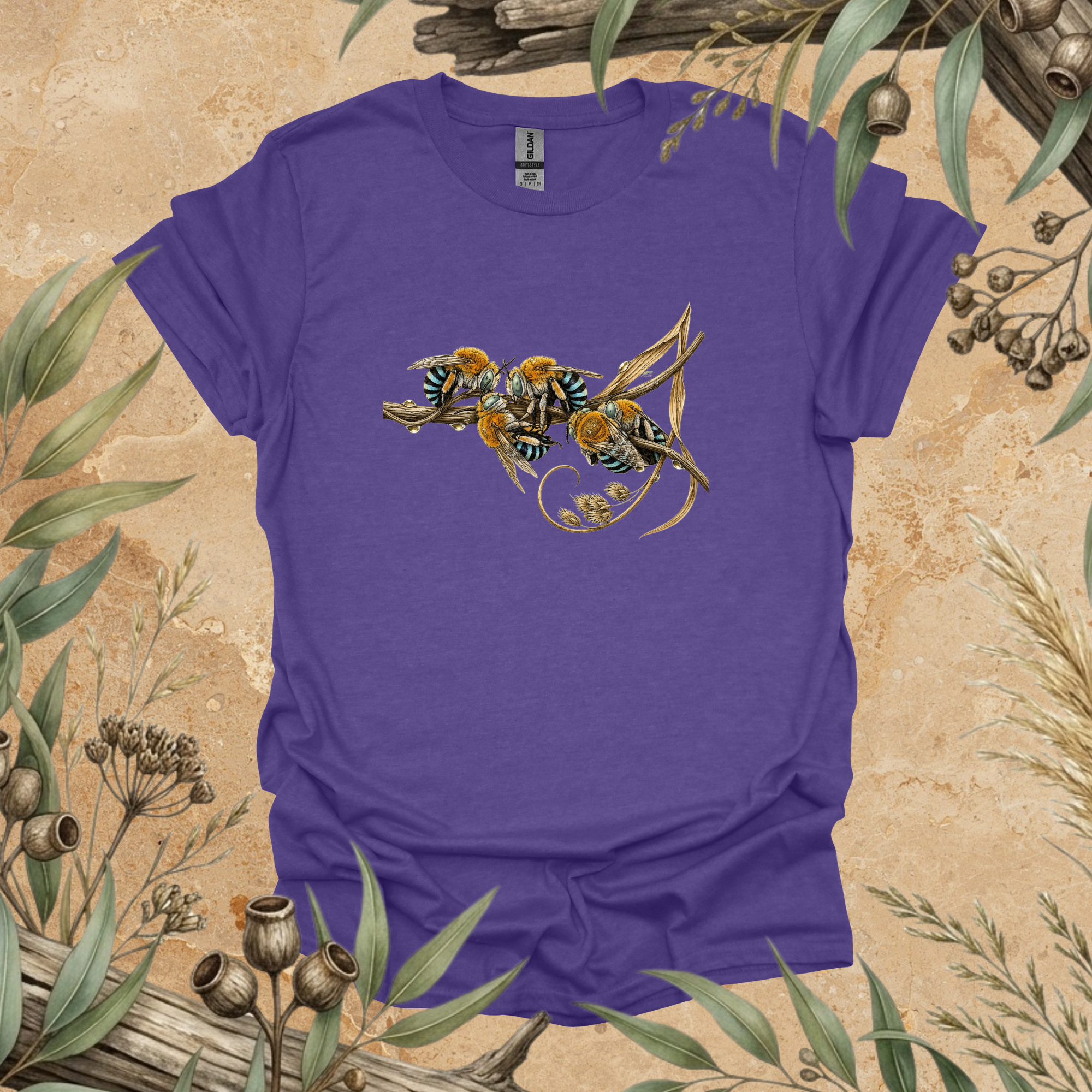 Sleeping Blue-banded Bees | Australian Native Bee Unisex T-Shirt | Original Wildlife Art