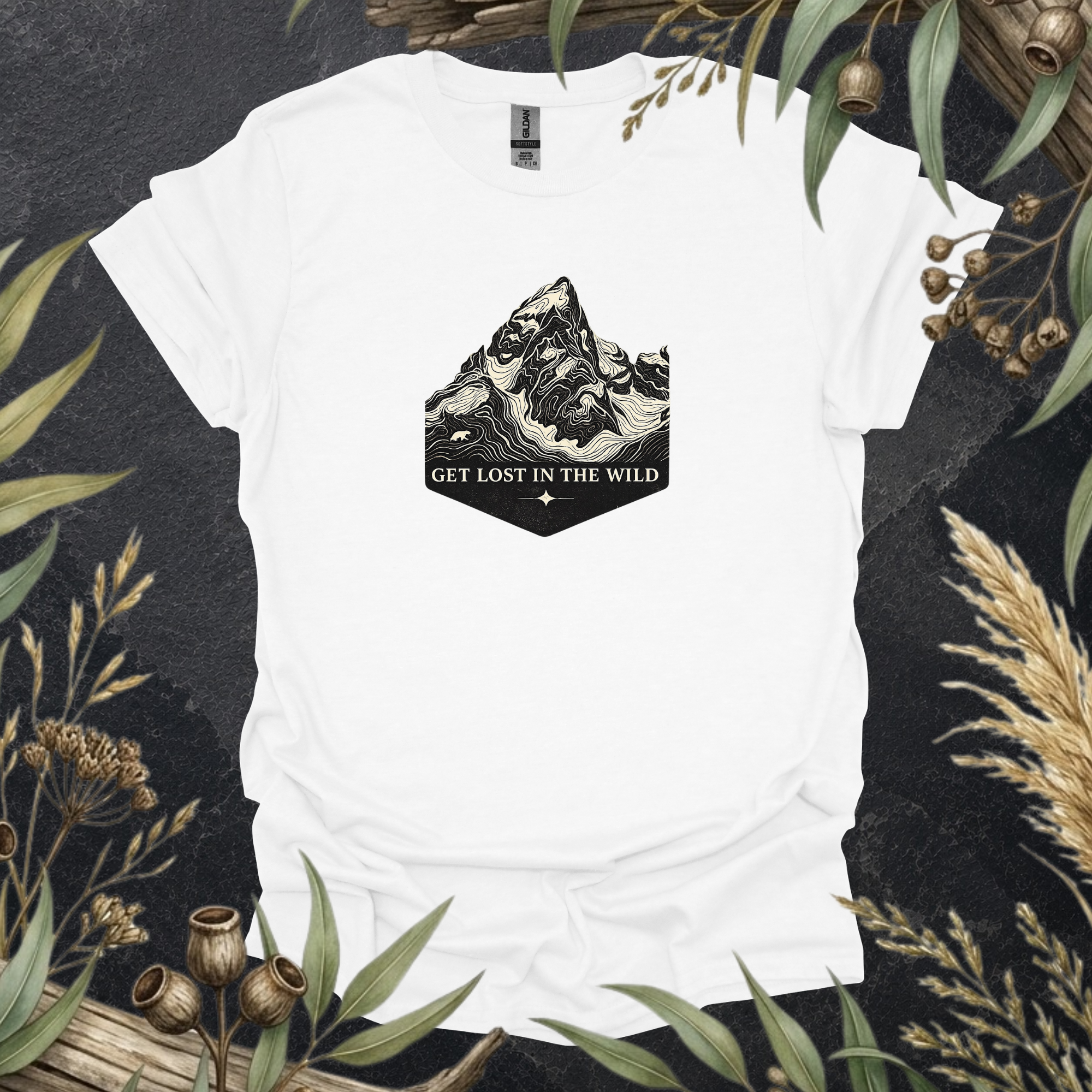Get Lost in the Wild | Mountain Contour Unisex T-Shirt | Hiking & Outdoor Adventure Apparel
