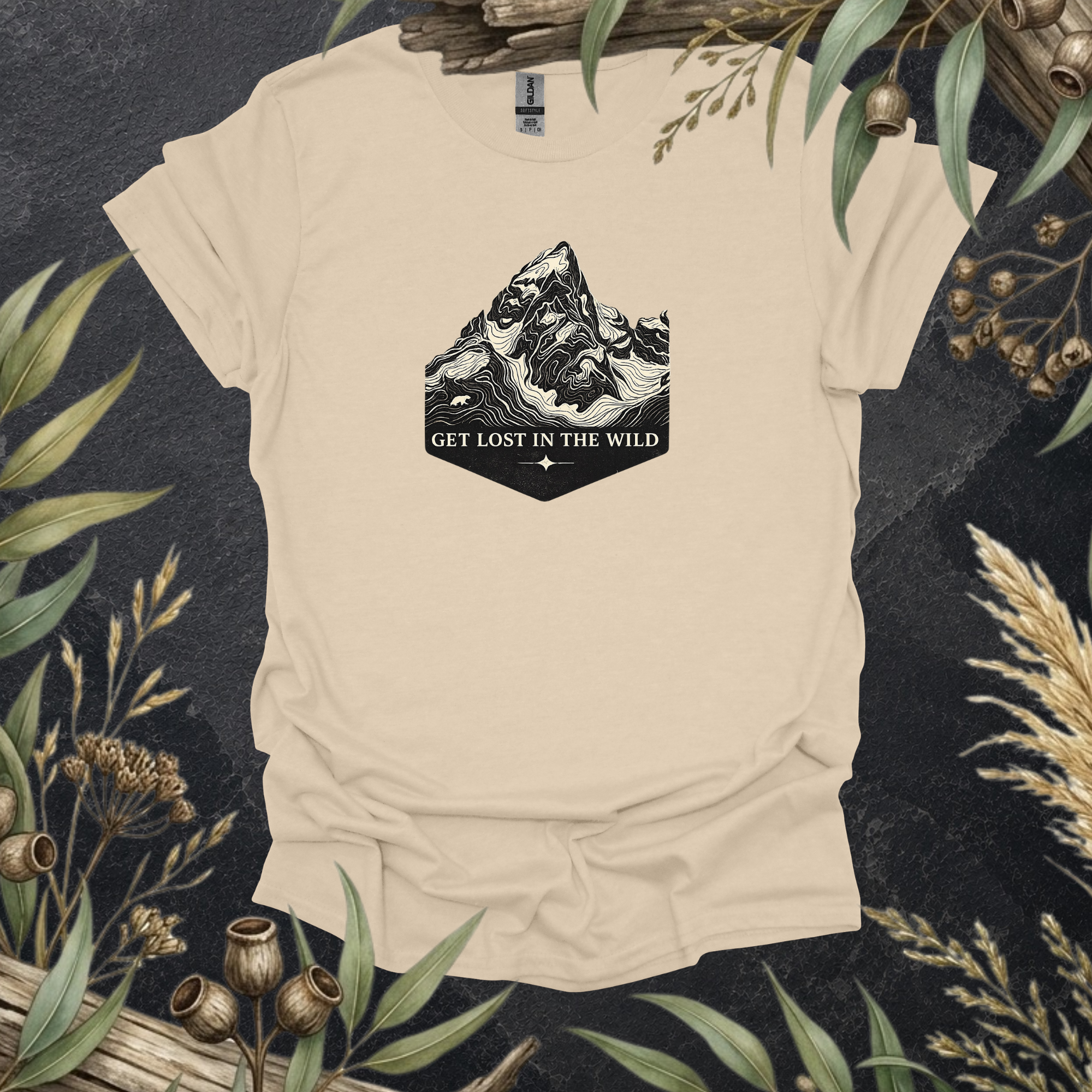 Get Lost in the Wild | Mountain Contour Unisex T-Shirt | Hiking & Outdoor Adventure Apparel