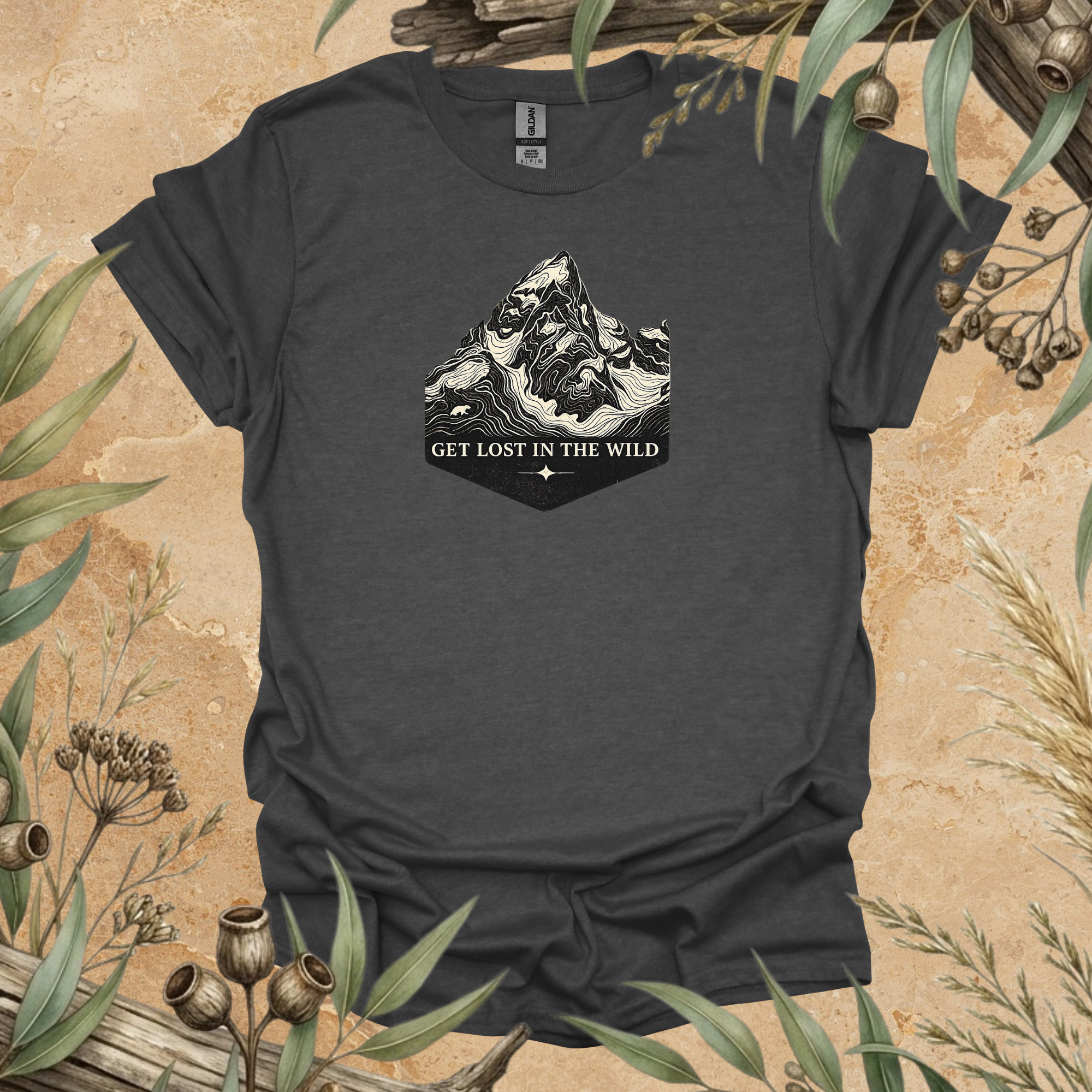 Get Lost in the Wild | Mountain Contour Unisex T-Shirt | Hiking & Outdoor Adventure Apparel