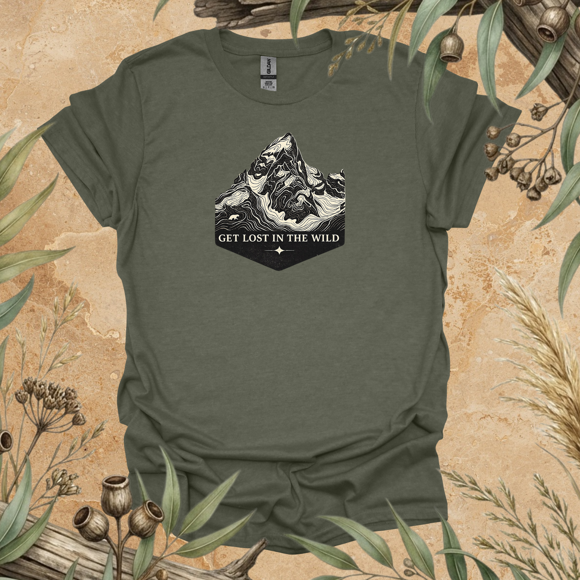 Get Lost in the Wild | Mountain Contour Unisex T-Shirt | Hiking & Outdoor Adventure Apparel