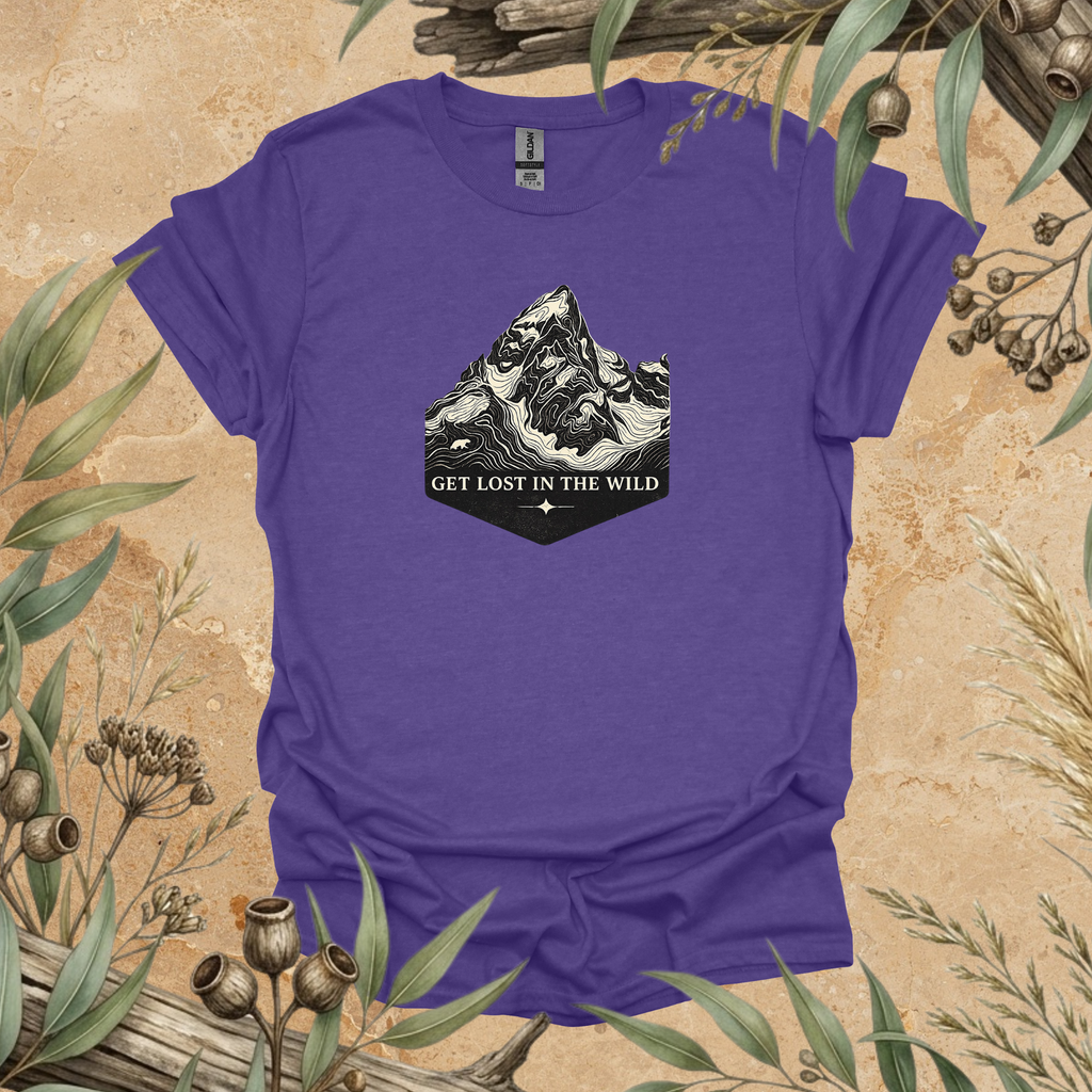 Get Lost in the Wild | Mountain Contour Unisex T-Shirt | Hiking & Outdoor Adventure Apparel