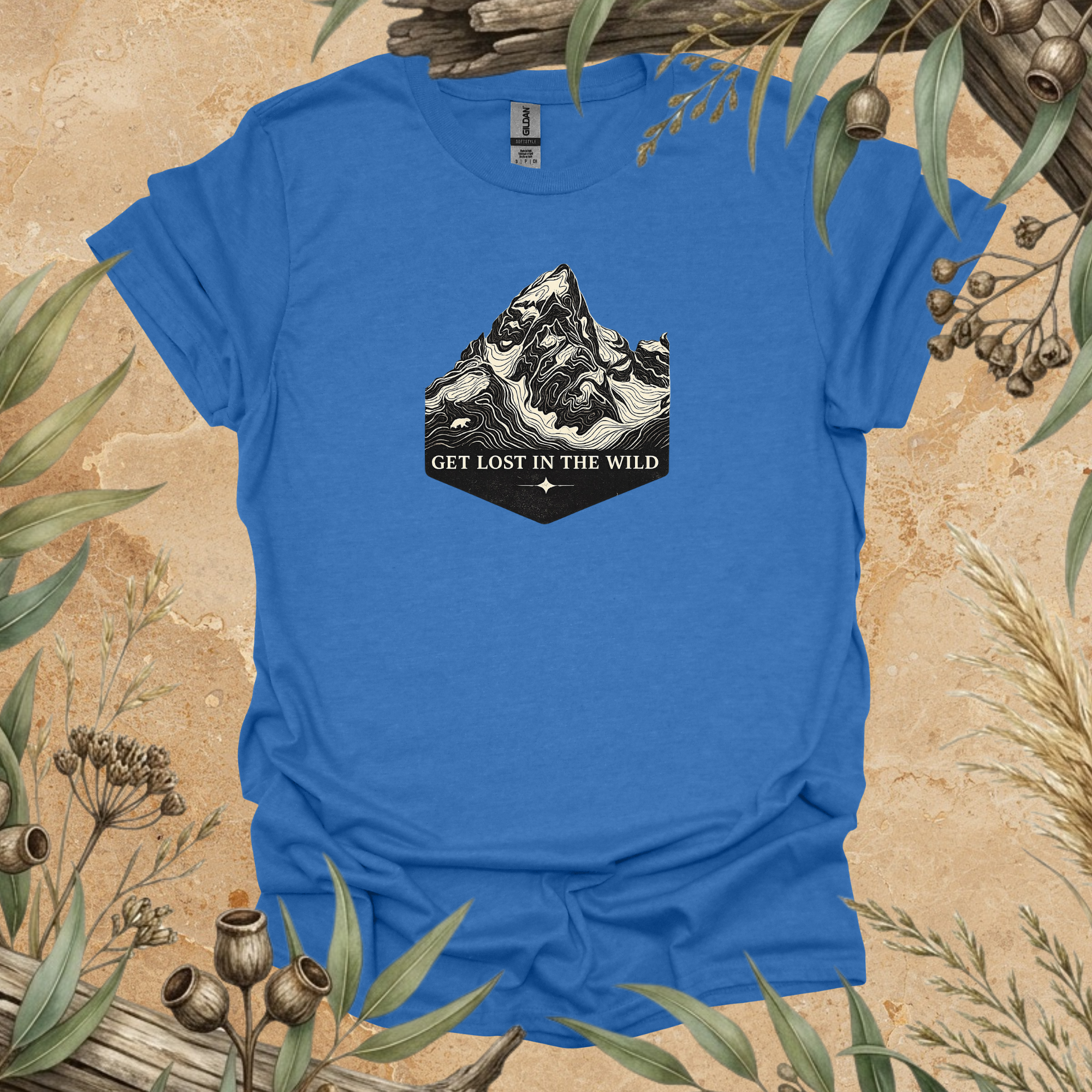 Get Lost in the Wild | Mountain Contour Unisex T-Shirt | Hiking & Outdoor Adventure Apparel