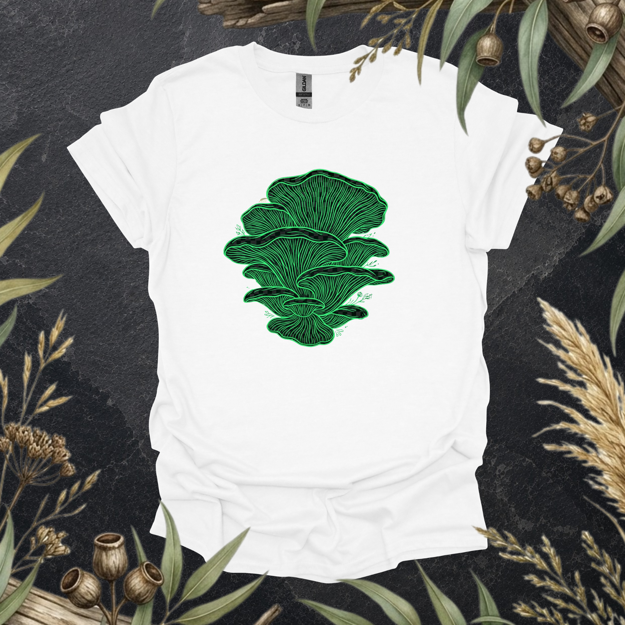Ghost Mushroom | Bioluminescent Fungi Unisex T-Shirt | Nature Art | Mildly Wild Club