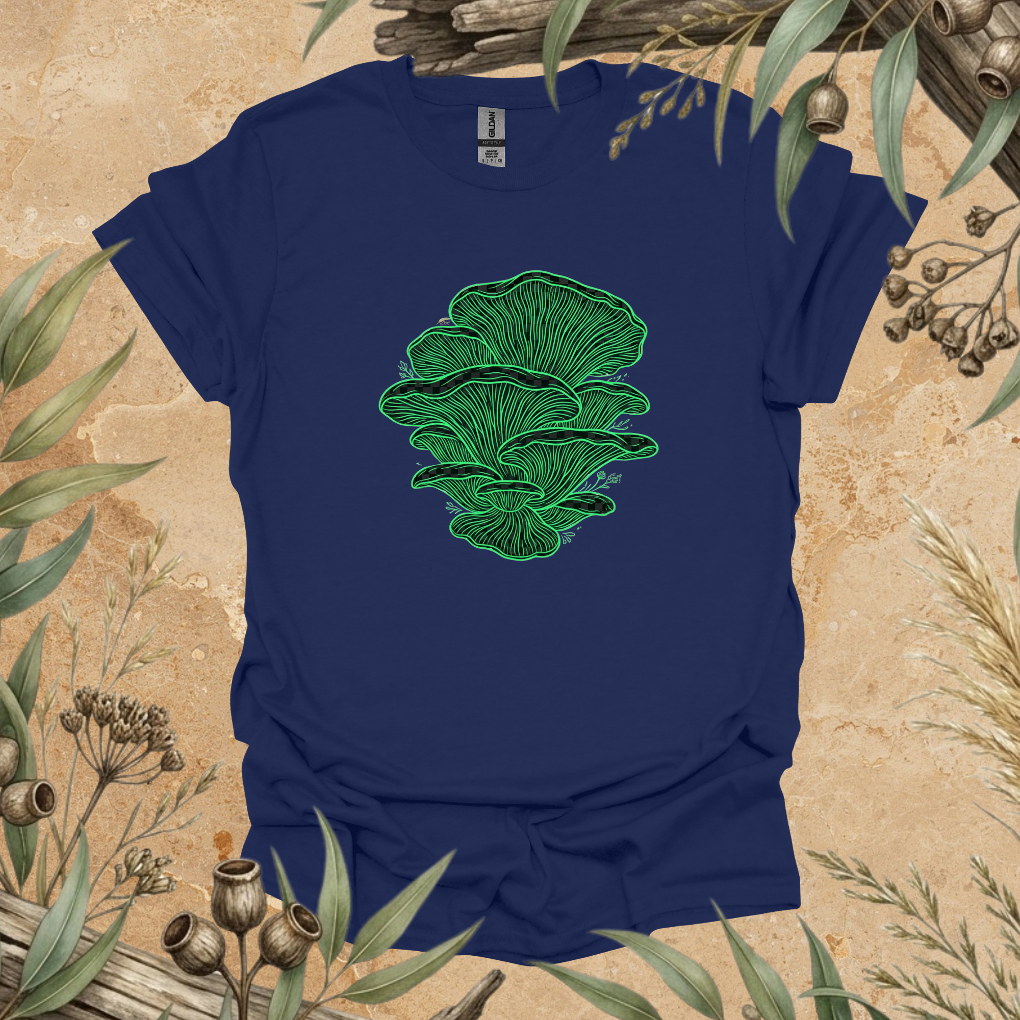Ghost Mushroom | Bioluminescent Fungi Unisex T-Shirt | Nature Art | Mildly Wild Club