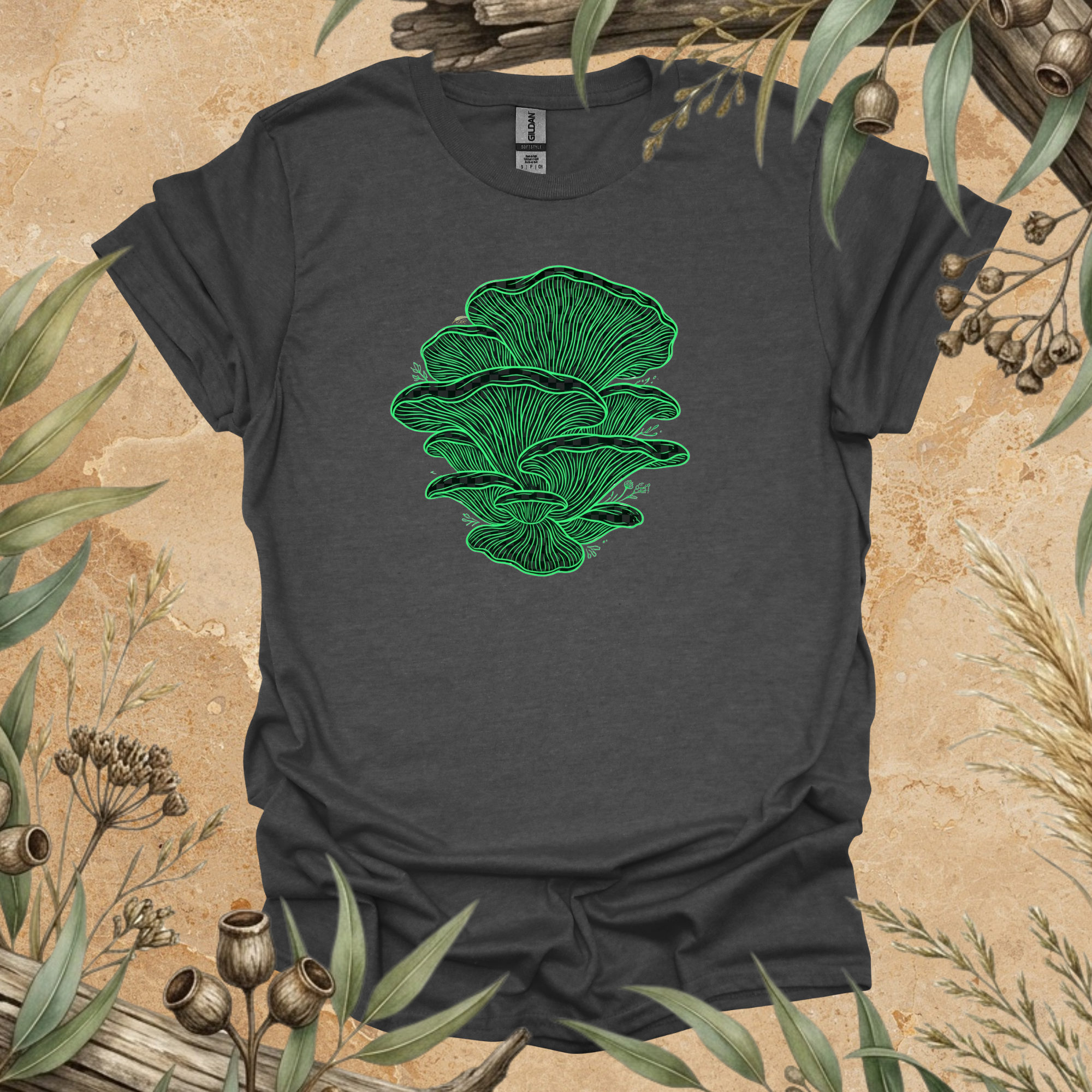 Ghost Mushroom | Bioluminescent Fungi Unisex T-Shirt | Nature Art | Mildly Wild Club