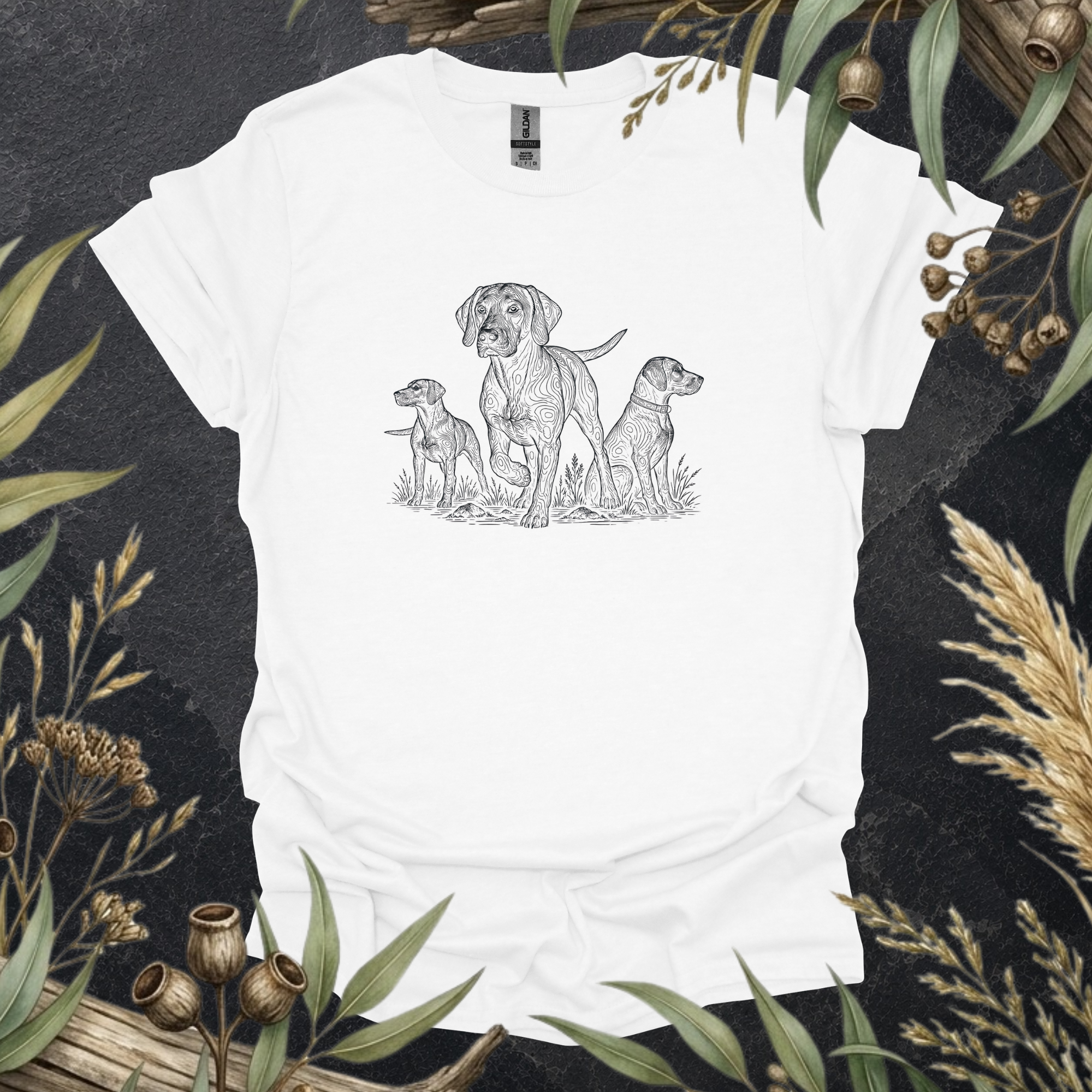 German Shorthaired Pointer Trio | Contour Art Unisex T-Shirt | GSP Dog Lover Gift | Mildly Wild Club