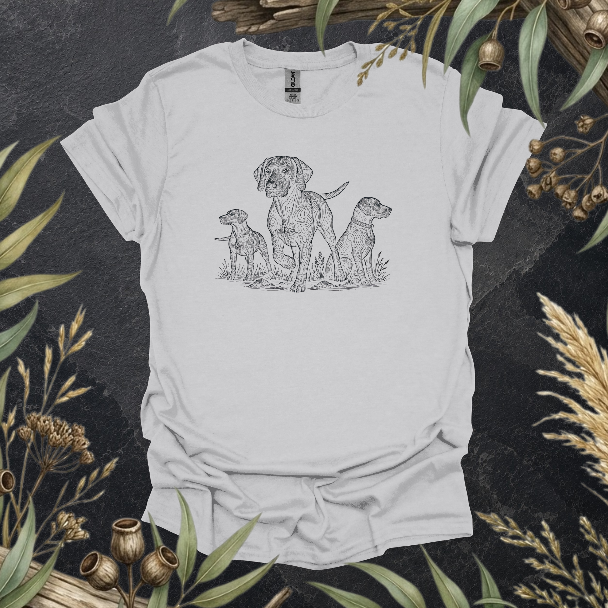 German Shorthaired Pointer Trio | Contour Art Unisex T-Shirt | GSP Dog Lover Gift | Mildly Wild Club