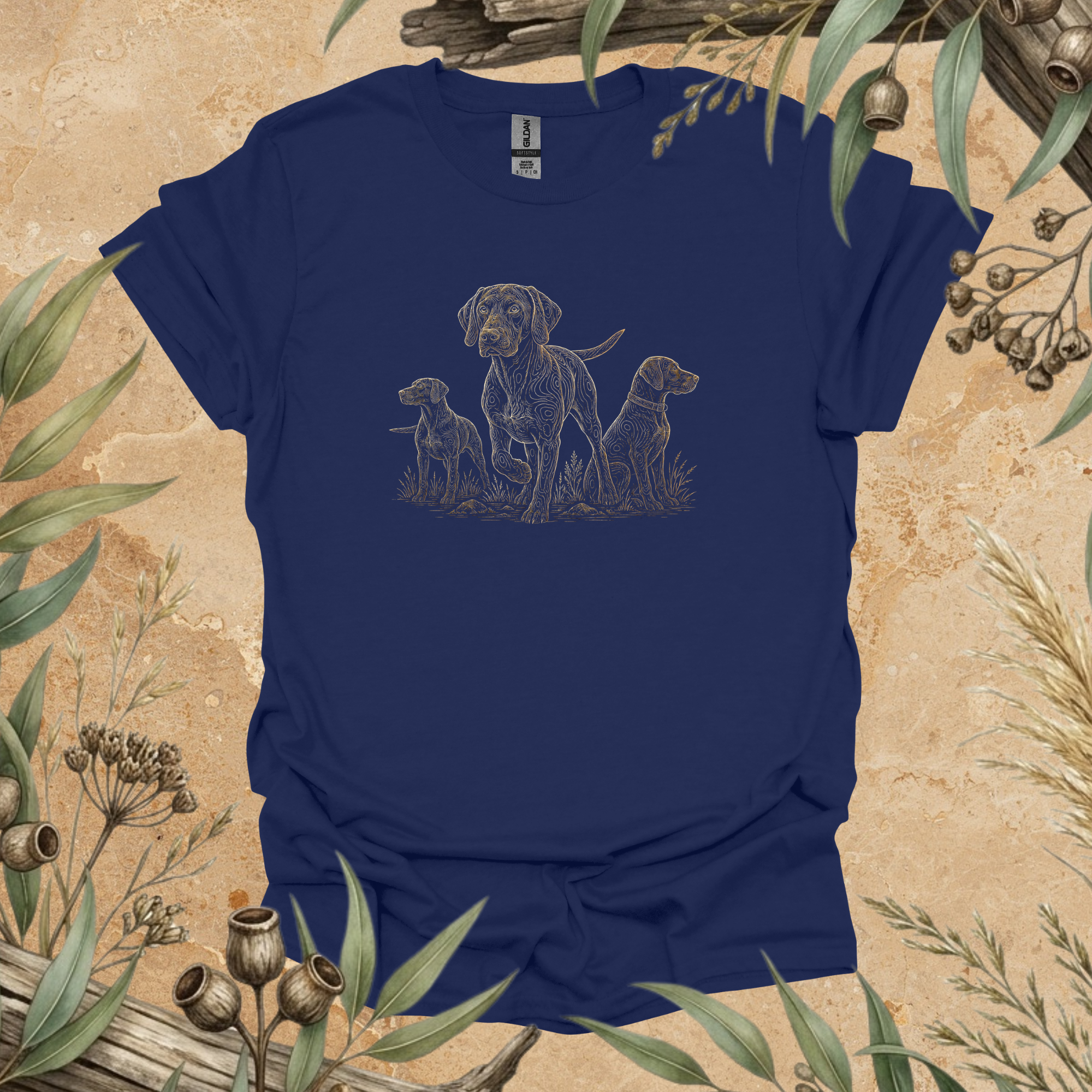 German Shorthaired Pointer Trio | Contour Art Unisex T-Shirt | GSP Dog Lover Gift | Mildly Wild Club