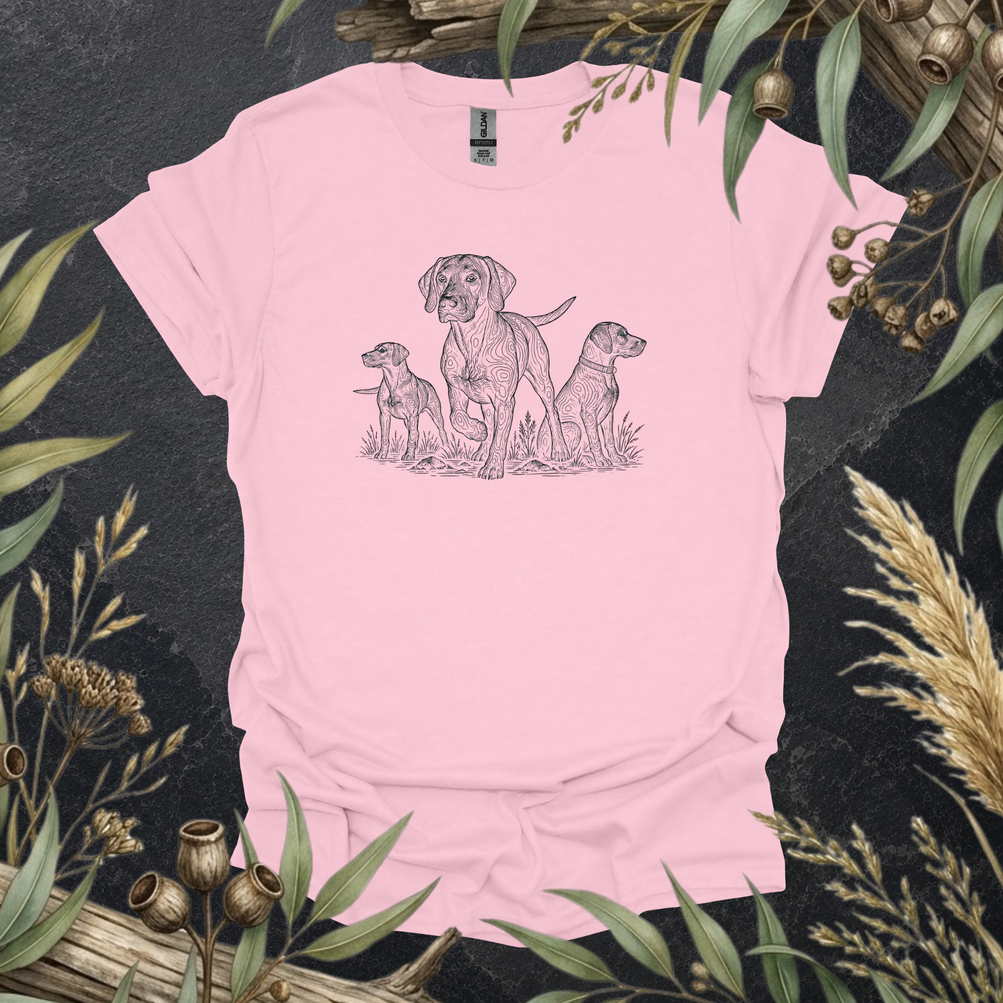 German Shorthaired Pointer Trio | Contour Art Unisex T-Shirt | GSP Dog Lover Gift | Mildly Wild Club