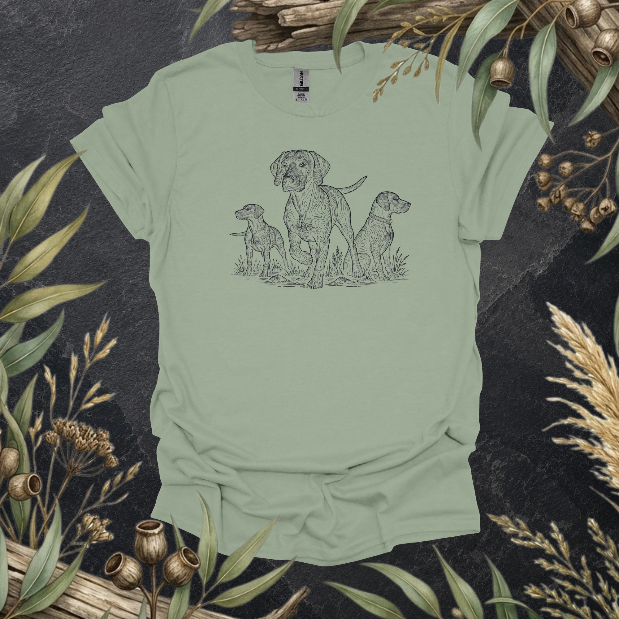 German Shorthaired Pointer Trio | Contour Art Unisex T-Shirt | GSP Dog Lover Gift | Mildly Wild Club