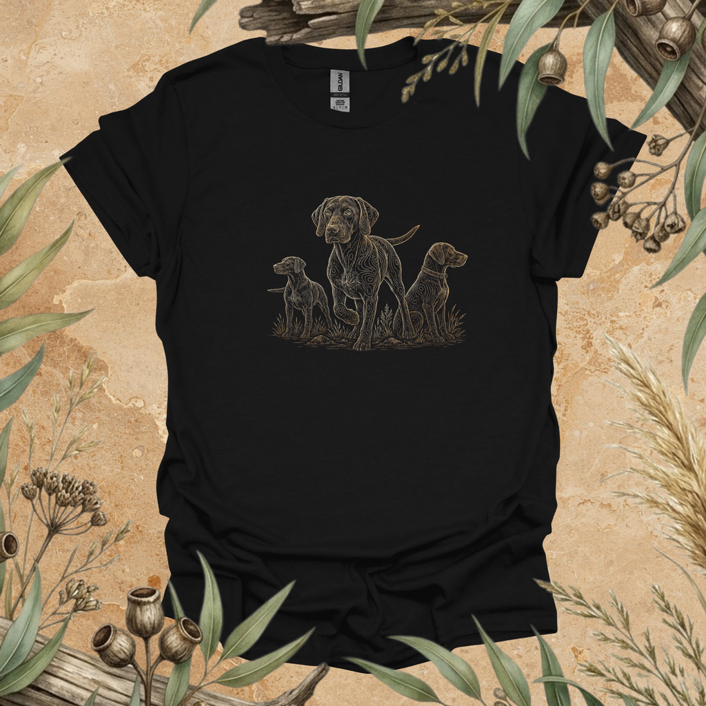 German Shorthaired Pointer Trio | Contour Art Unisex T-Shirt | GSP Dog Lover Gift | Mildly Wild Club