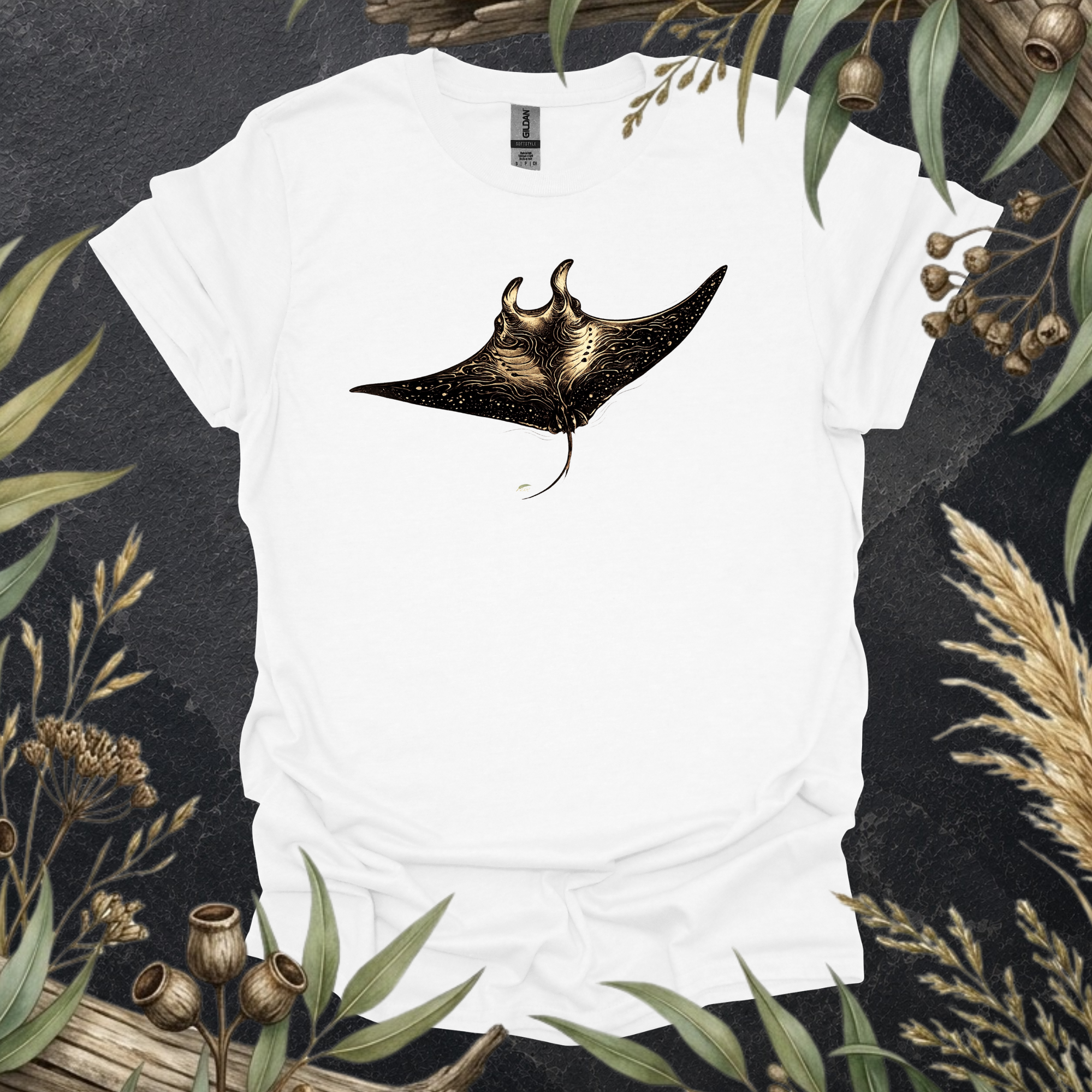 Manta Ray | Contour Art Unisex T-Shirt | Ocean Wildlife Apparel | Mildly Wild Club