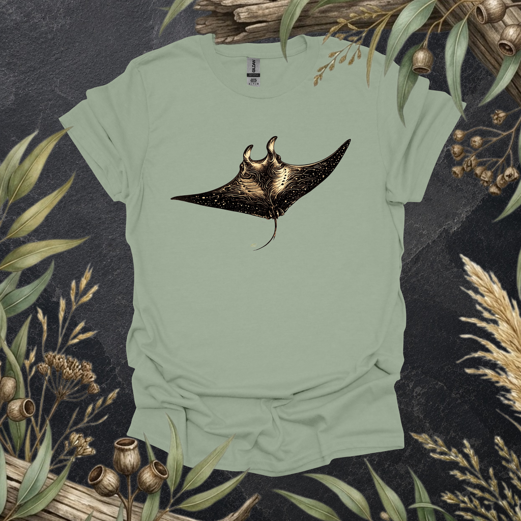 Manta Ray | Contour Art Unisex T-Shirt | Ocean Wildlife Apparel | Mildly Wild Club