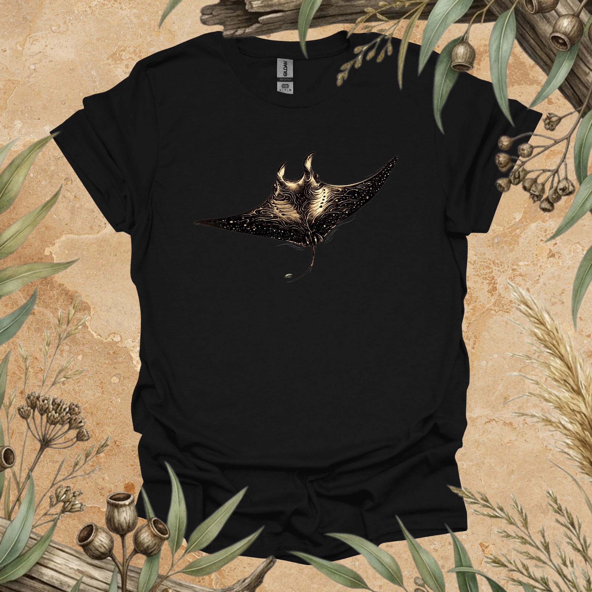 Manta Ray | Contour Art Unisex T-Shirt | Ocean Wildlife Apparel | Mildly Wild Club