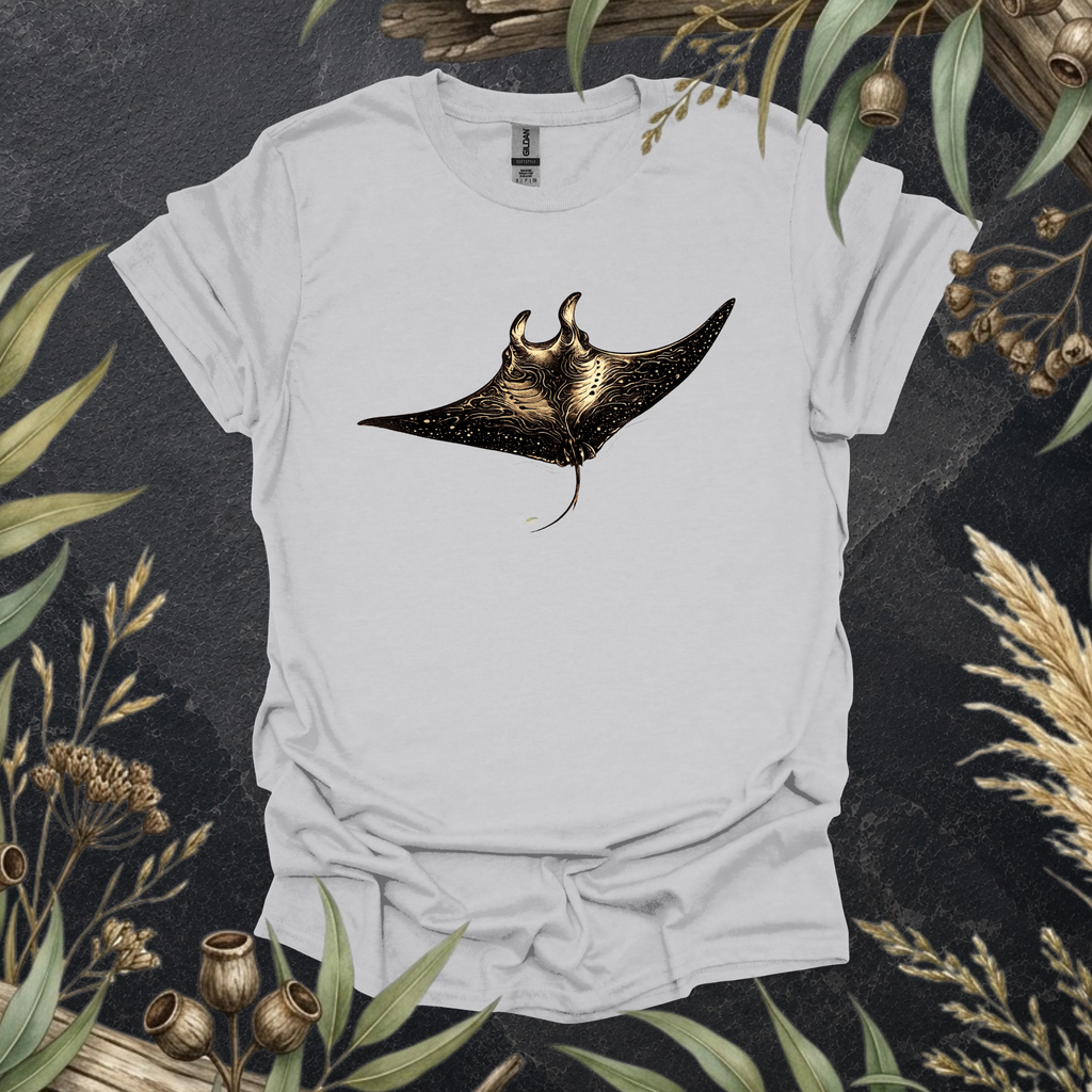 Manta Ray | Contour Art Unisex T-Shirt | Ocean Wildlife Apparel | Mildly Wild Club