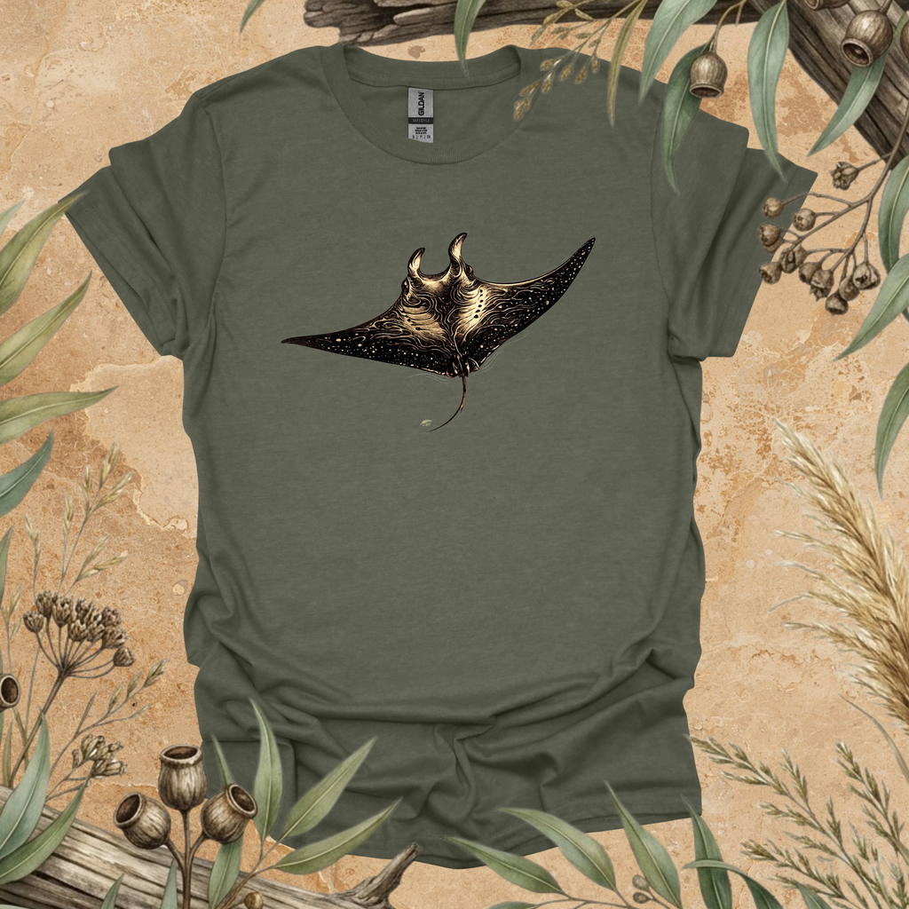 Manta Ray | Contour Art Unisex T-Shirt | Ocean Wildlife Apparel | Mildly Wild Club