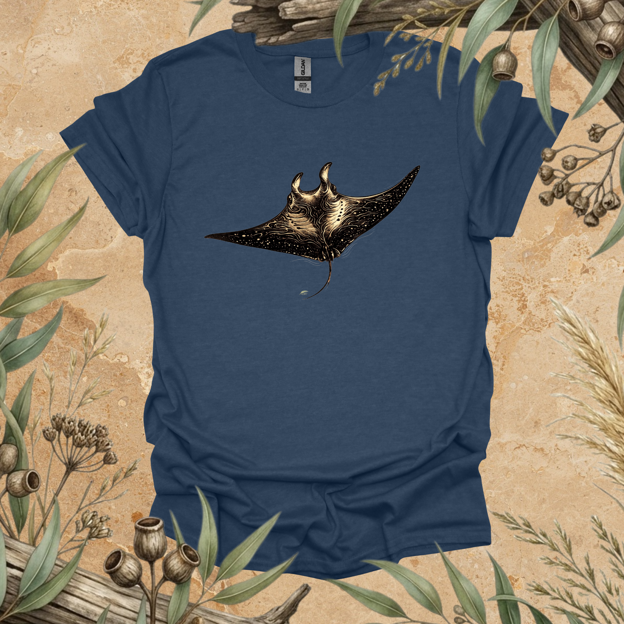 Manta Ray | Contour Art Unisex T-Shirt | Ocean Wildlife Apparel | Mildly Wild Club
