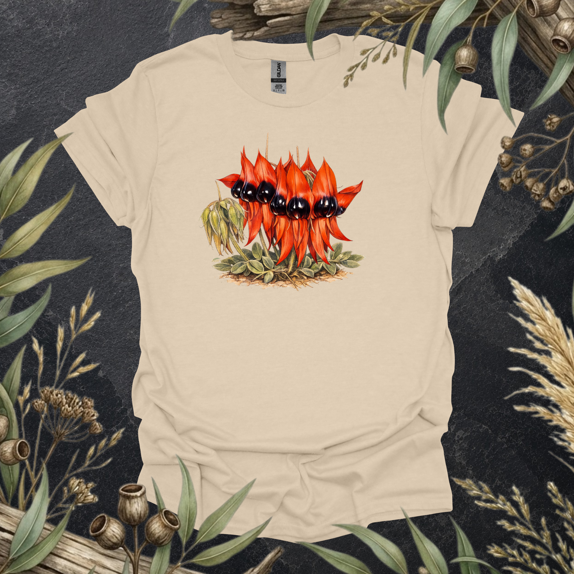 Sturt's Desert Pea | Australian Wildflower Unisex T-Shirt | Original Botanical Art | Mildly Wild Club
