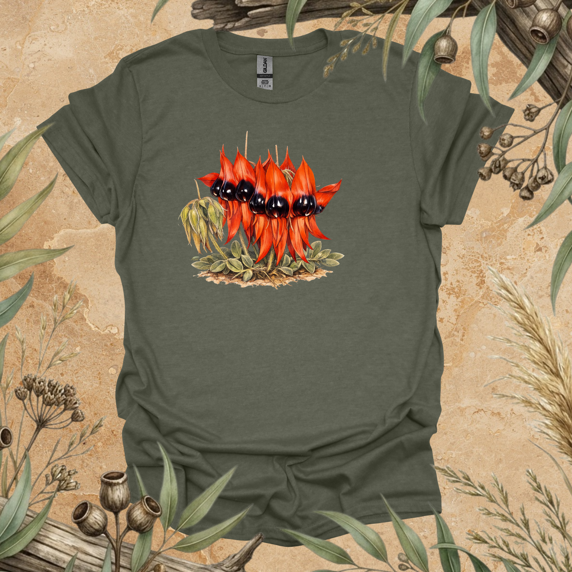 Sturt's Desert Pea | Australian Wildflower Unisex T-Shirt | Original Botanical Art | Mildly Wild Club
