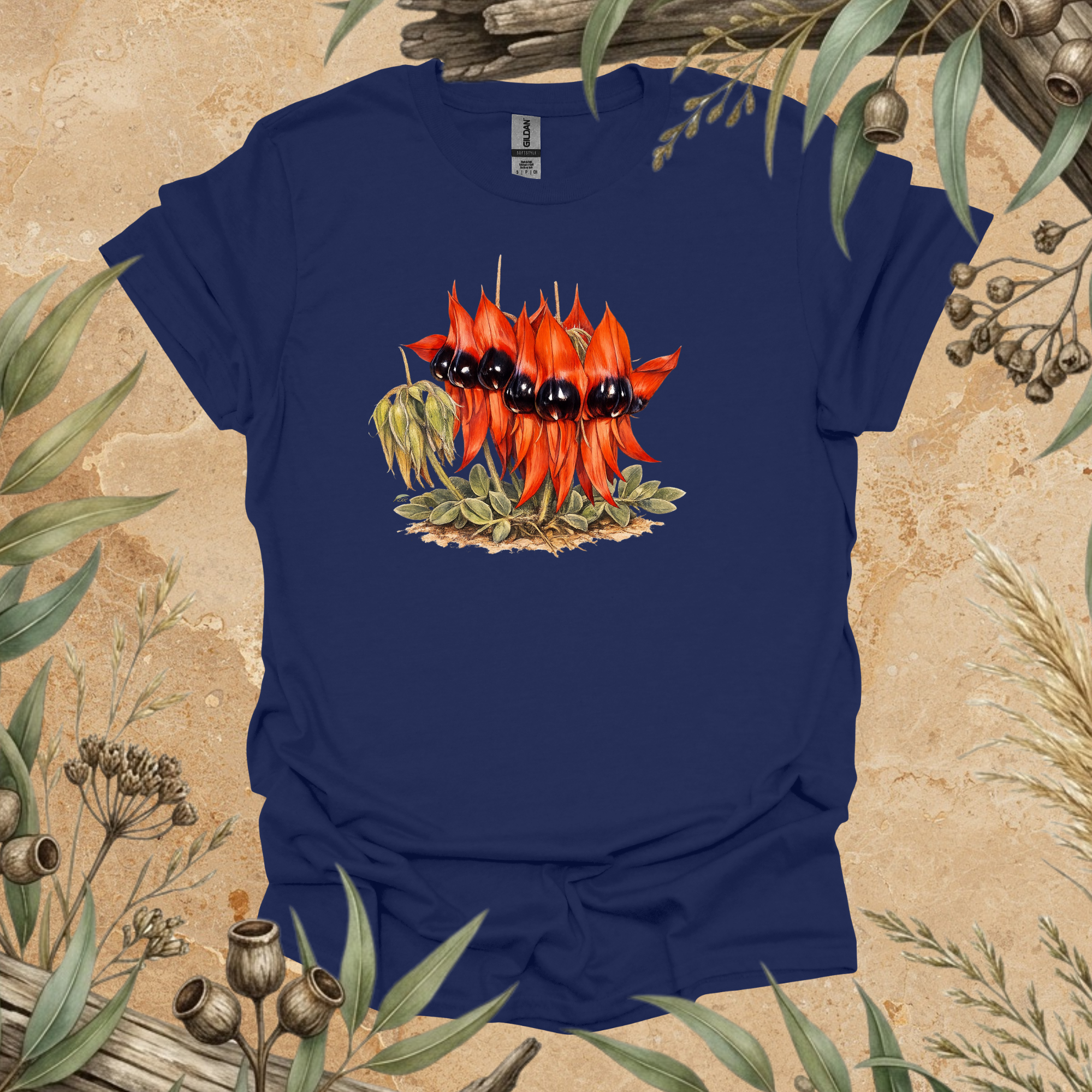 Sturt's Desert Pea | Australian Wildflower Unisex T-Shirt | Original Botanical Art | Mildly Wild Club