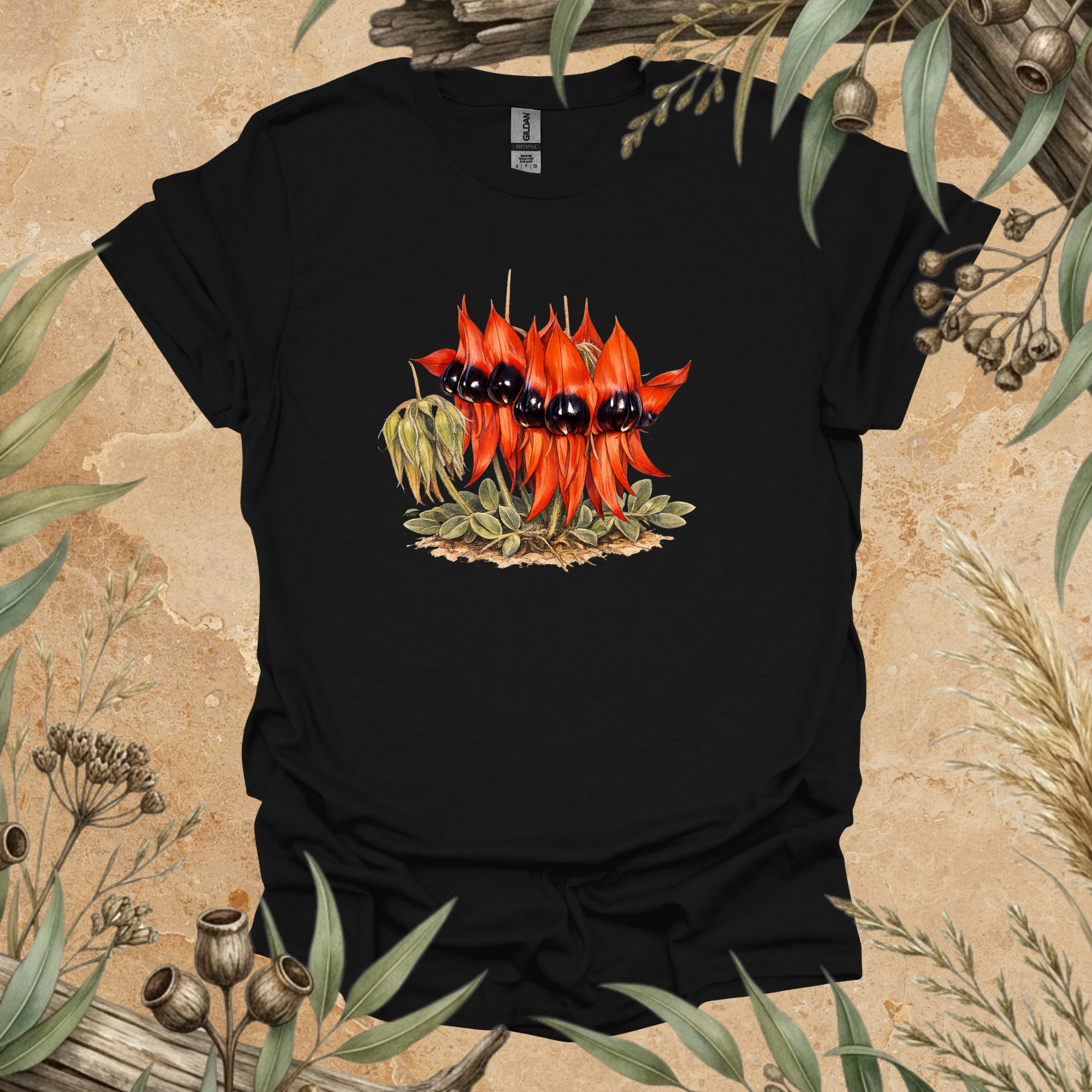 Sturt's Desert Pea | Australian Wildflower Unisex T-Shirt | Original Botanical Art | Mildly Wild Club