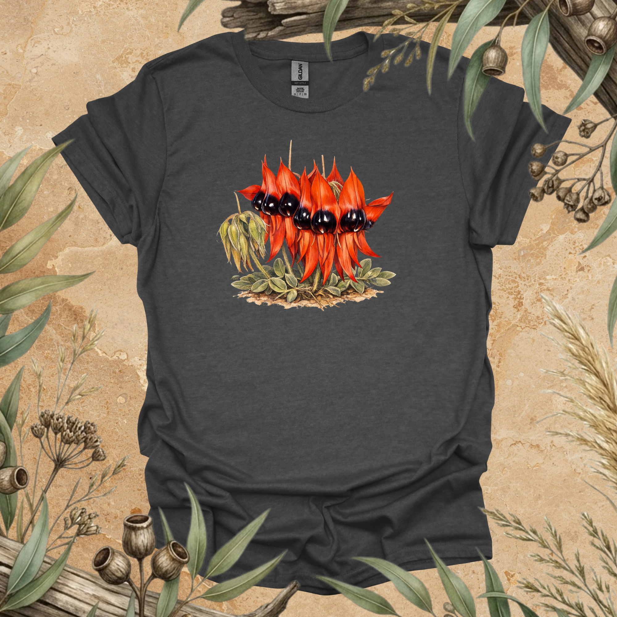 Sturt's Desert Pea | Australian Wildflower Unisex T-Shirt | Original Botanical Art | Mildly Wild Club