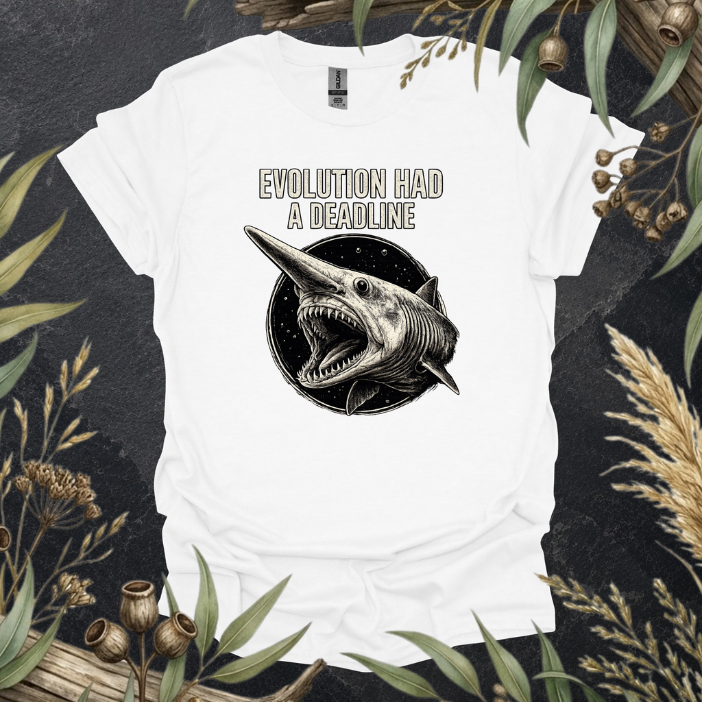 Evolution Had a Deadline | Funny Goblin Shark Unisex T-Shirt | Ocean Lover Gift