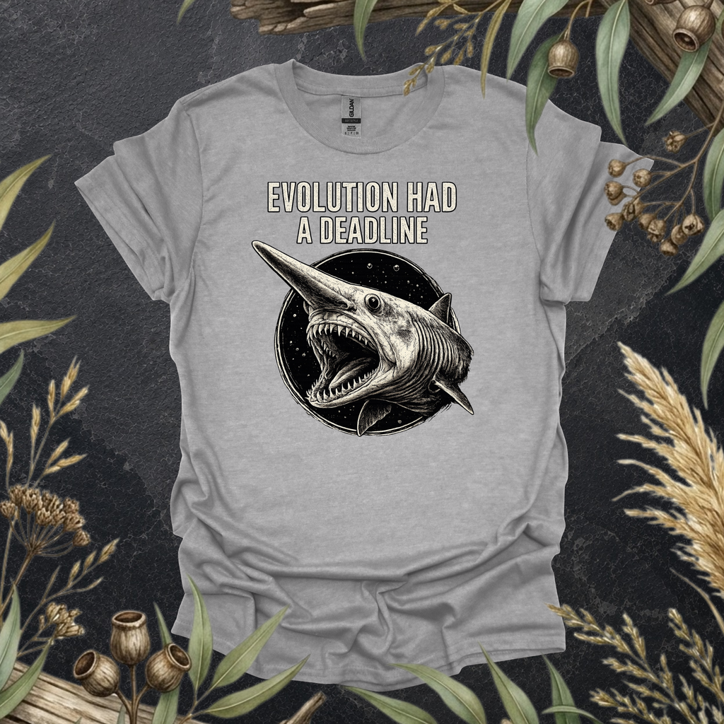 Evolution Had a Deadline | Funny Goblin Shark Unisex T-Shirt | Ocean Lover Gift