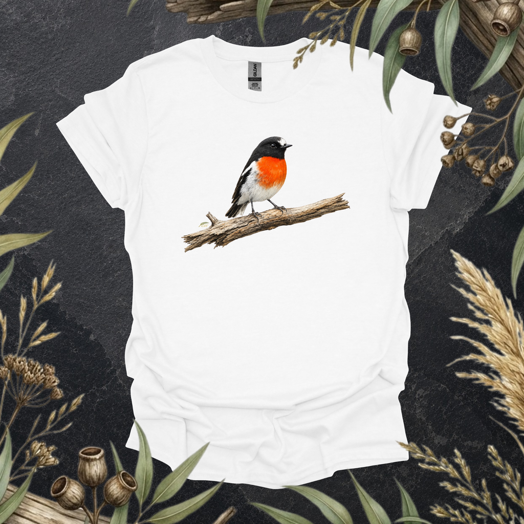 Scarlet Robin | Australian Bird Unisex T-Shirt | Original Wildlife Art | Mildly Wild Club