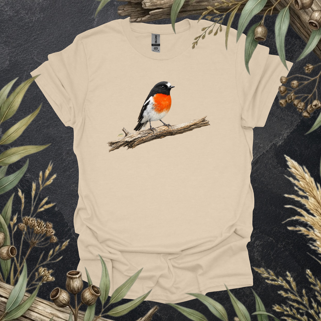 Scarlet Robin | Australian Bird Unisex T-Shirt | Original Wildlife Art | Mildly Wild Club