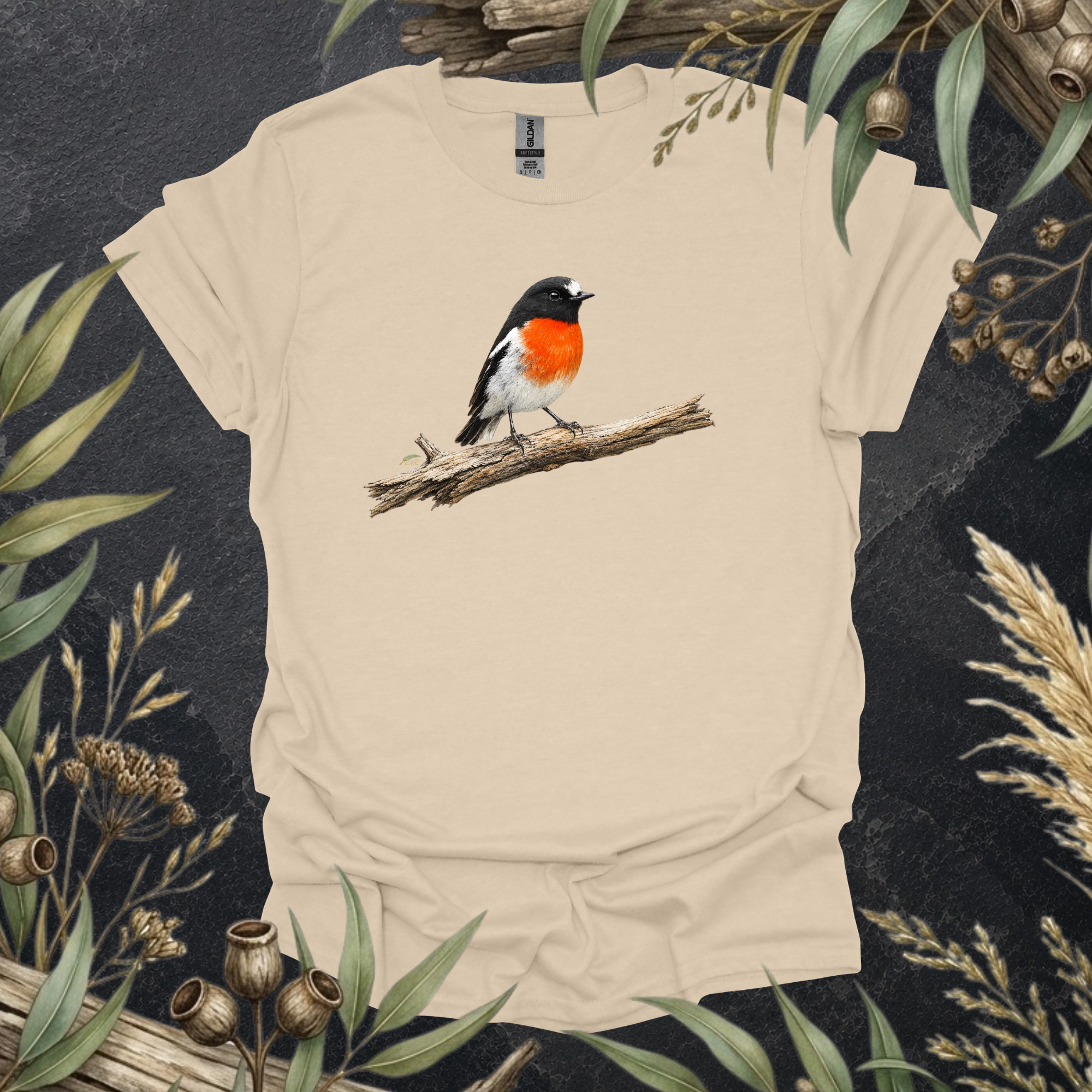 Scarlet Robin | Australian Bird Unisex T-Shirt | Original Wildlife Art | Mildly Wild Club