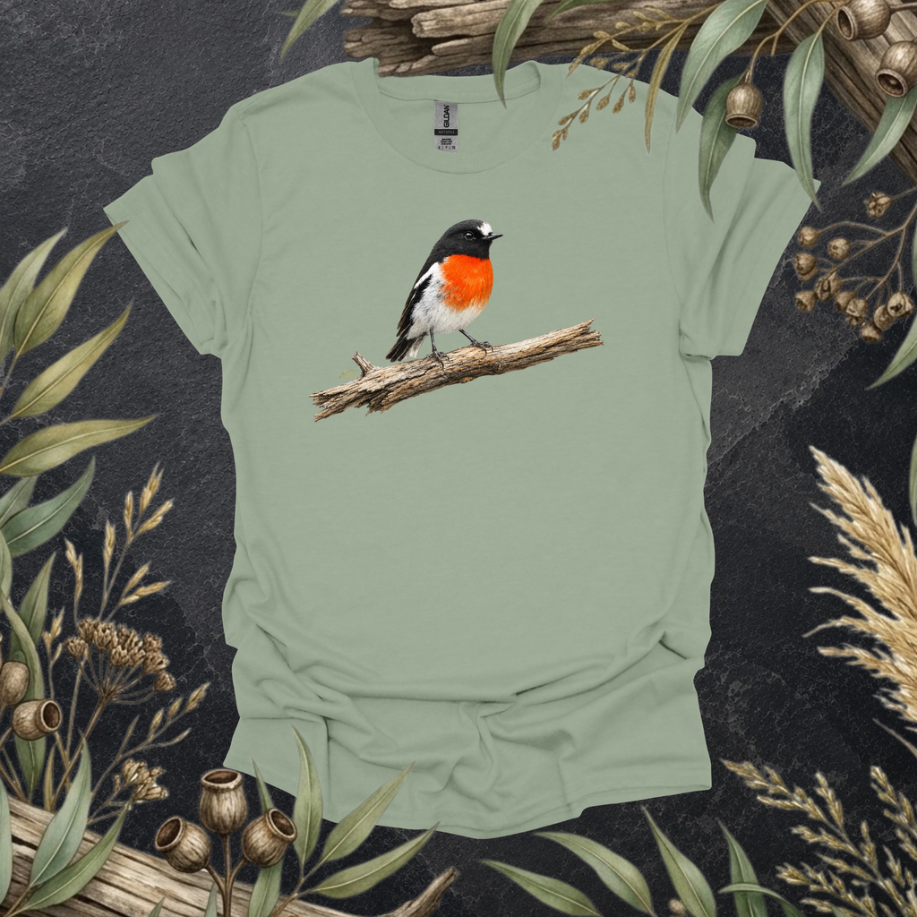 Scarlet Robin | Australian Bird Unisex T-Shirt | Original Wildlife Art | Mildly Wild Club