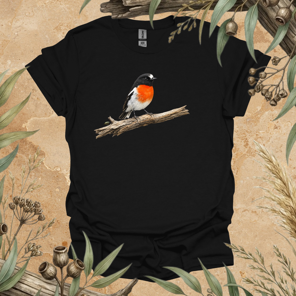 Scarlet Robin | Australian Bird Unisex T-Shirt | Original Wildlife Art | Mildly Wild Club