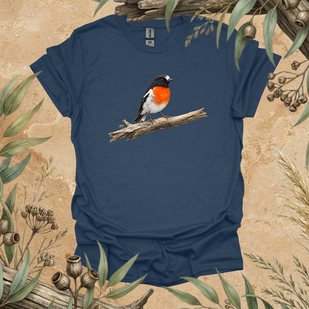 Scarlet Robin | Australian Bird Unisex T-Shirt | Original Wildlife Art | Mildly Wild Club