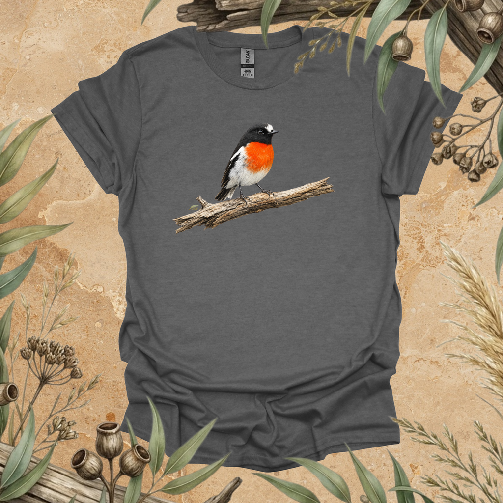 Scarlet Robin | Australian Bird Unisex T-Shirt | Original Wildlife Art | Mildly Wild Club