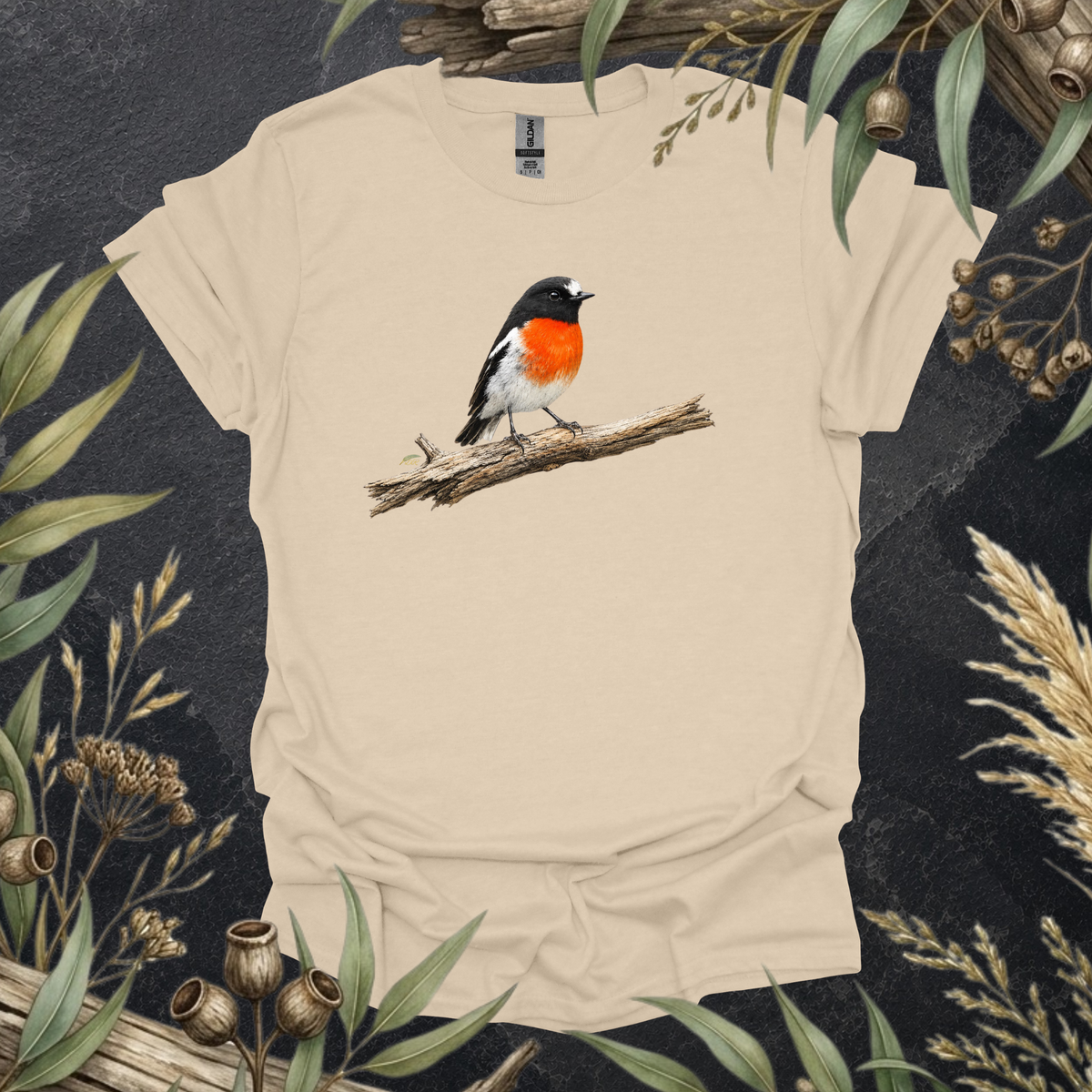 Scarlet Robin T-Shirt – Australian Bird & Wildlife Art | Mildly Wild Club