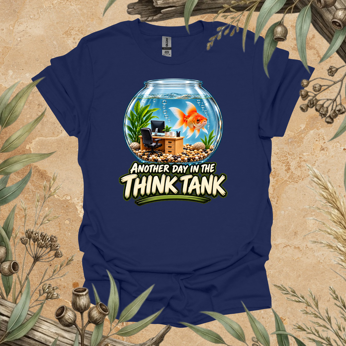 Goldfish Think Tank T-Shirt | Funny Office Fish Design