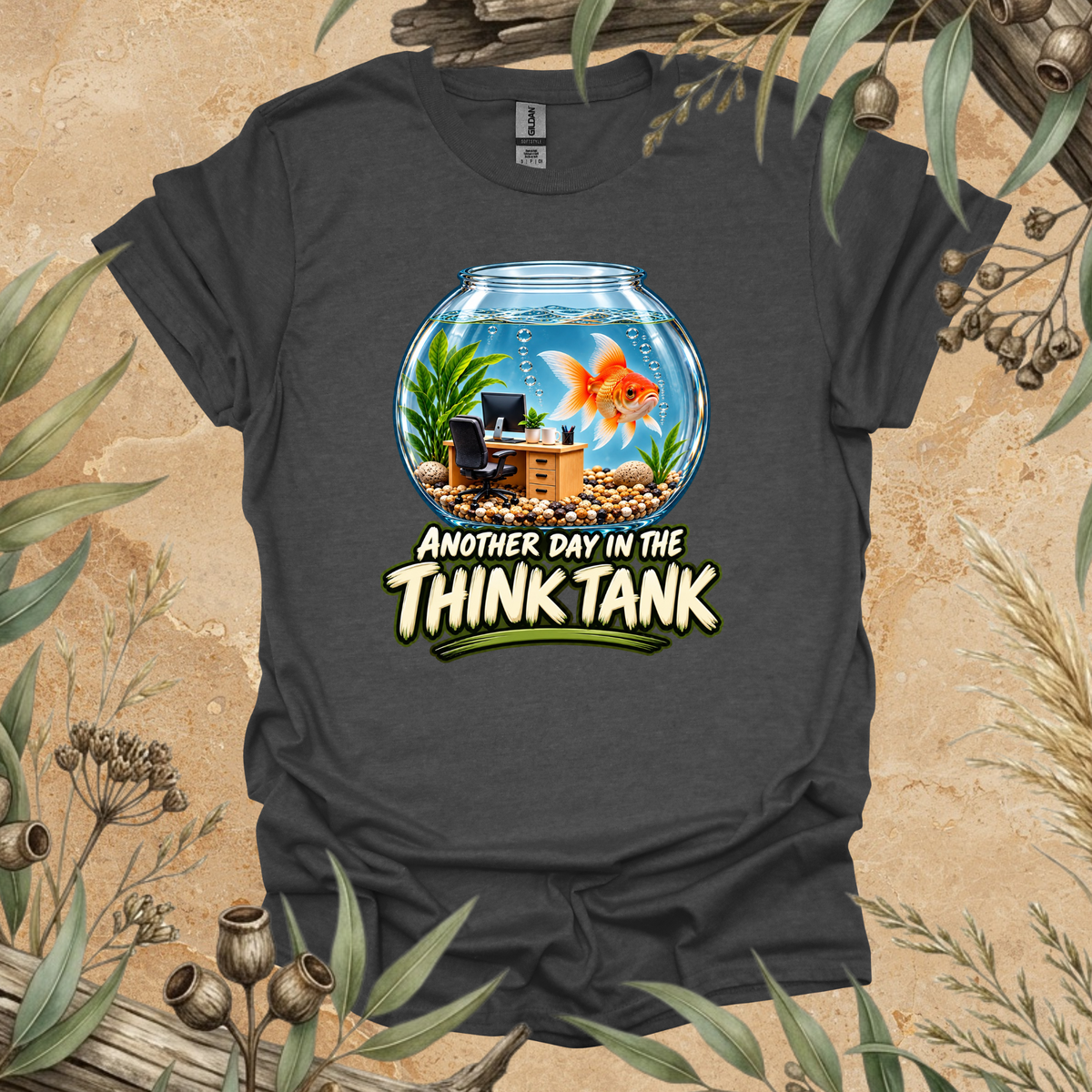 Goldfish Think Tank T-Shirt | Funny Office Fish Design